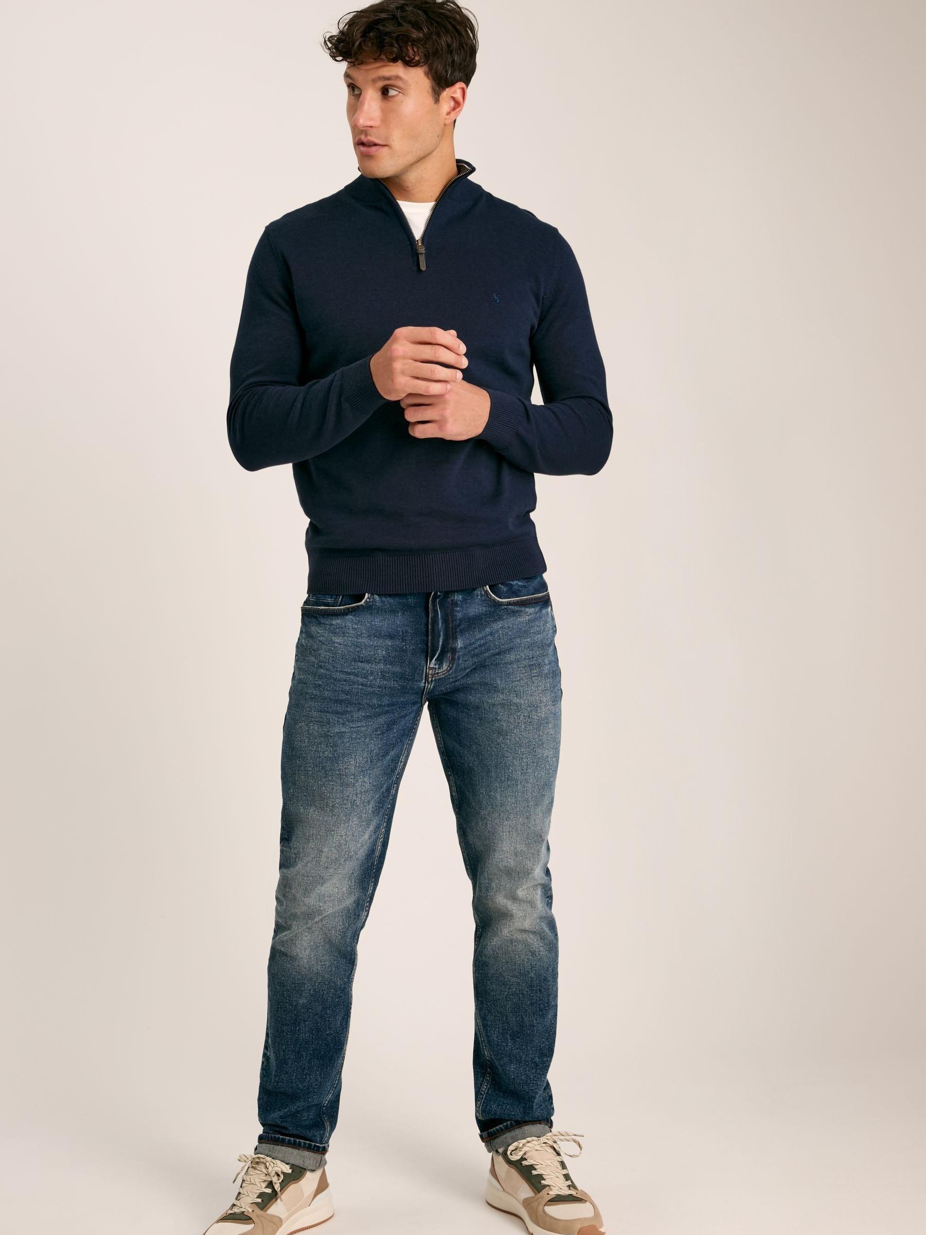 Hillside Navy Blue Quarter Zip Knit Jumper - Image 3 of 6