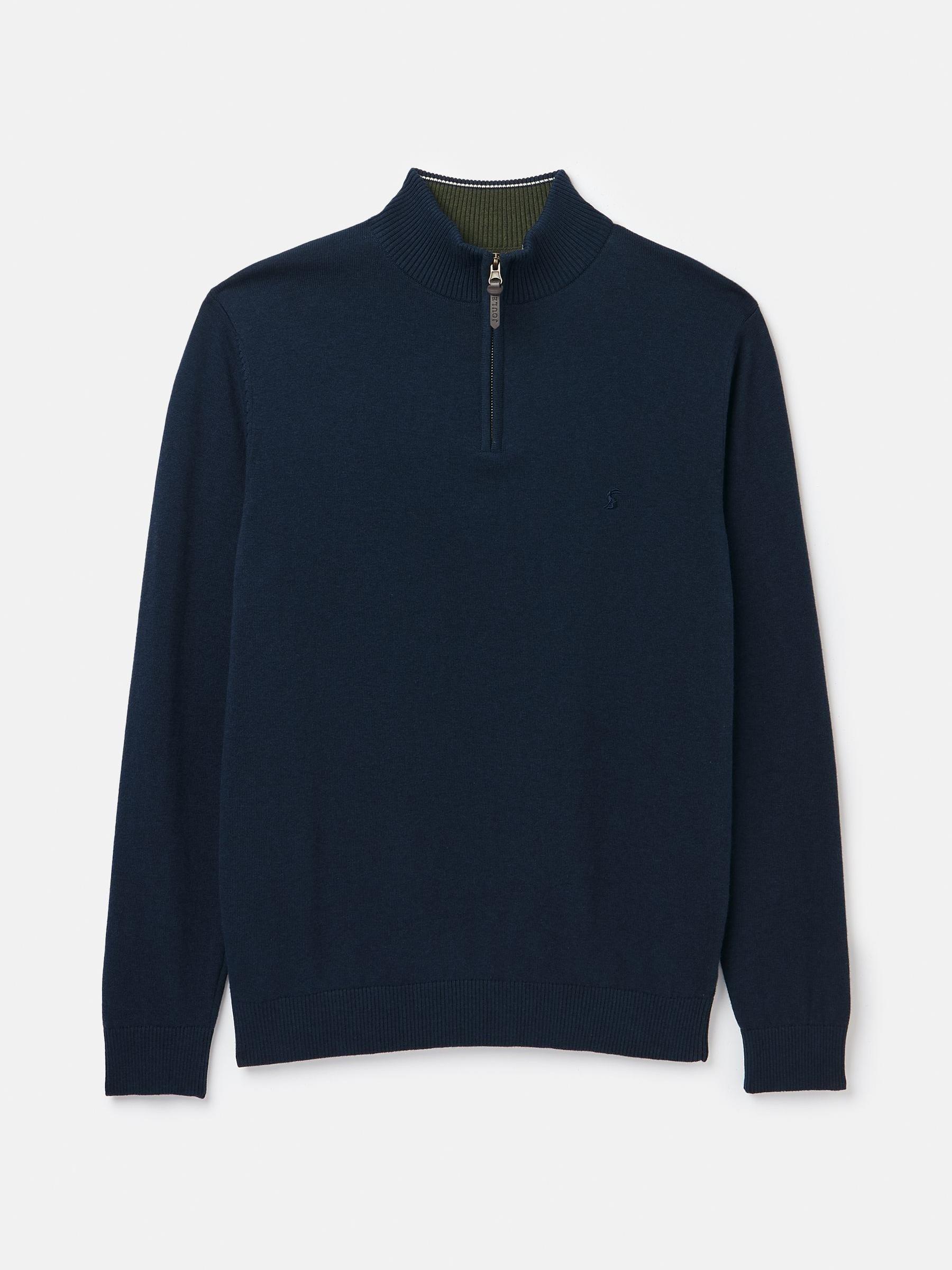 Hillside Navy Blue Quarter Zip Knit Jumper | Joules