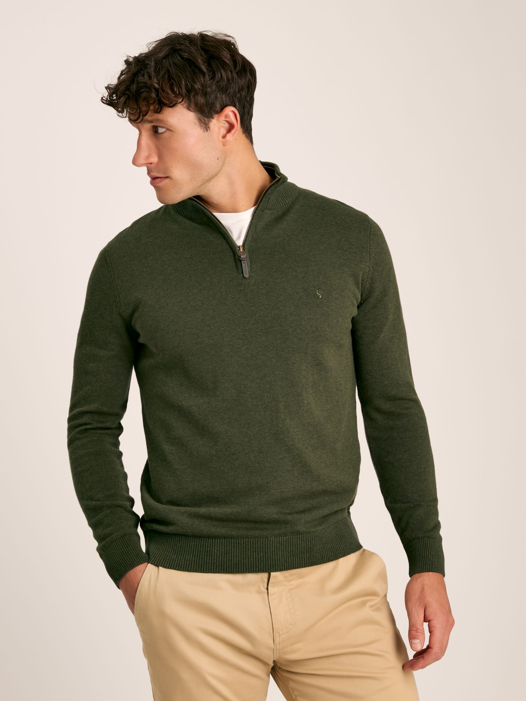 Hillside Green Quarter Zip Knit Jumper - Image 1 of 7