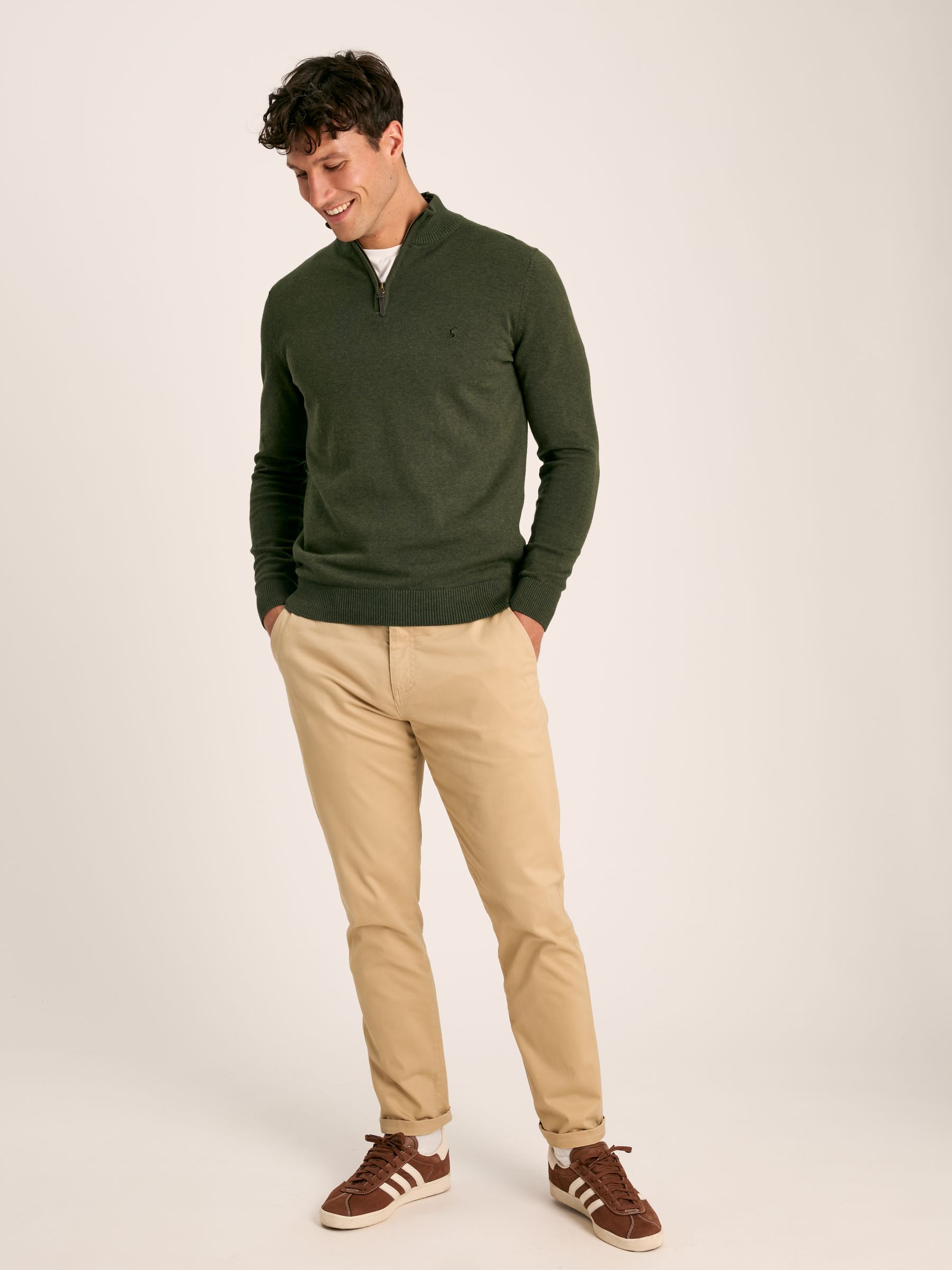 Hillside Green Quarter Zip Knit Jumper - Image 3 of 7
