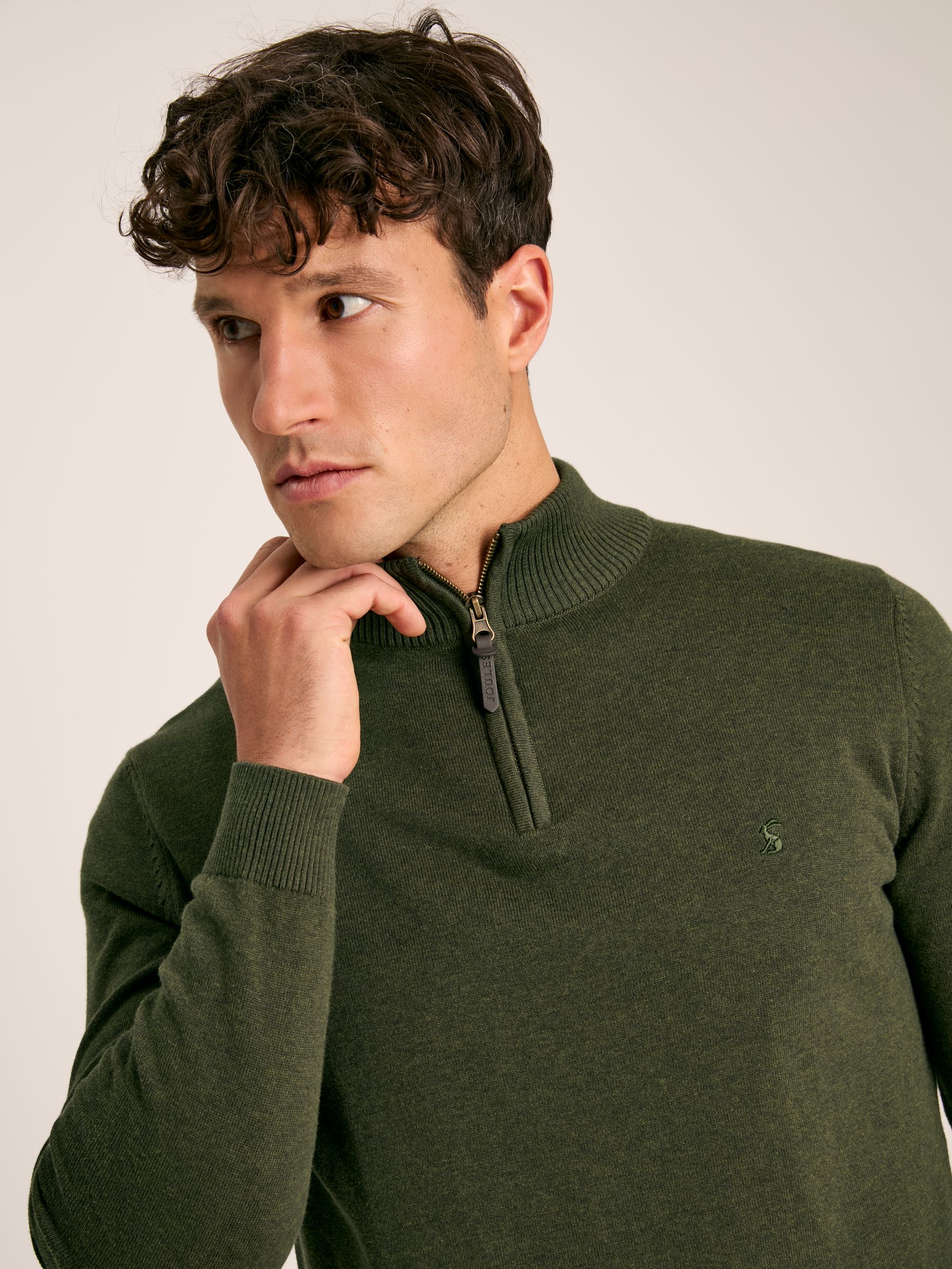 Hillside Green Quarter Zip Knit Jumper - Image 4 of 7