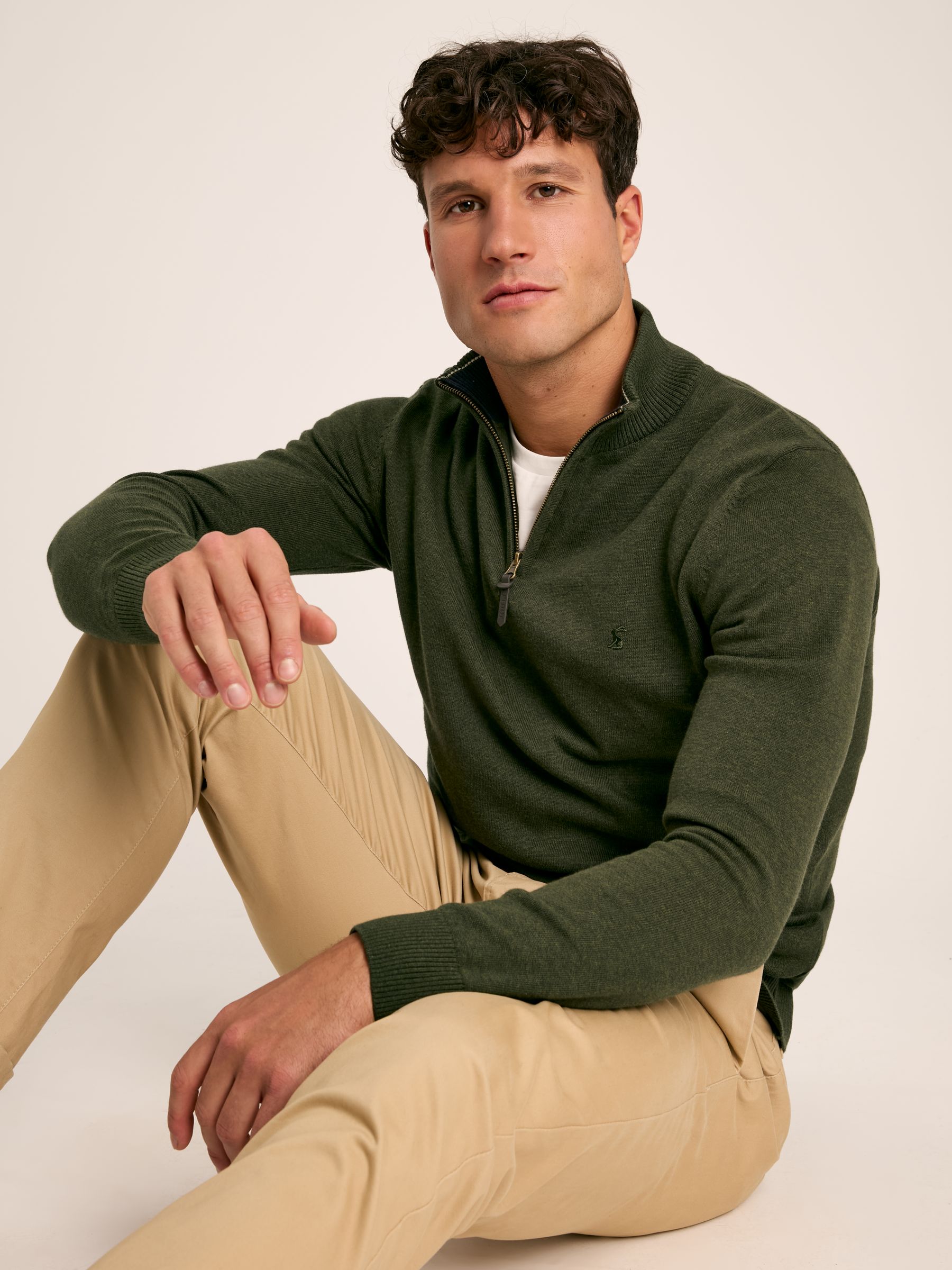 Hillside Green Quarter Zip Knit Jumper - Image 6 of 7