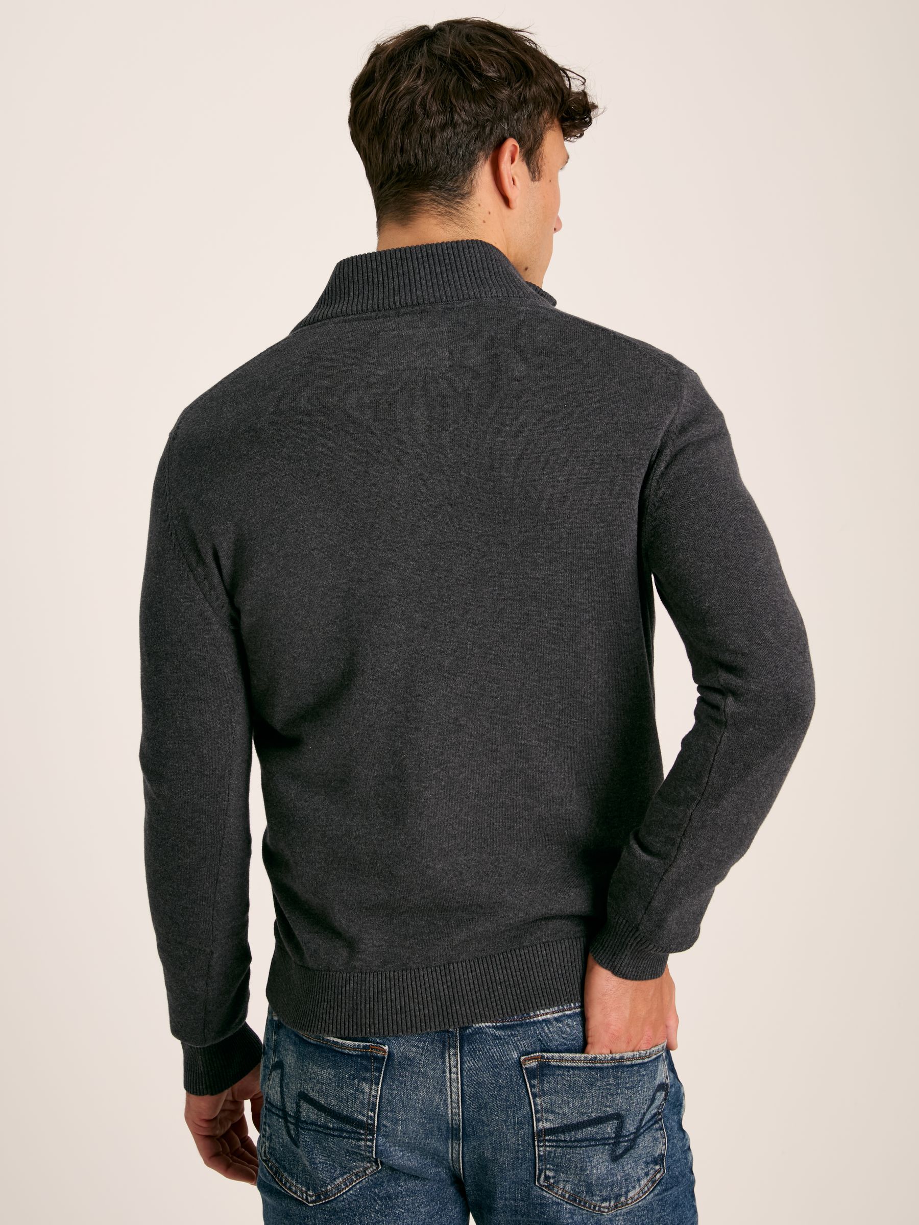 Hillside Grey Quarter Zip Knit Jumper - Image 2 of 6