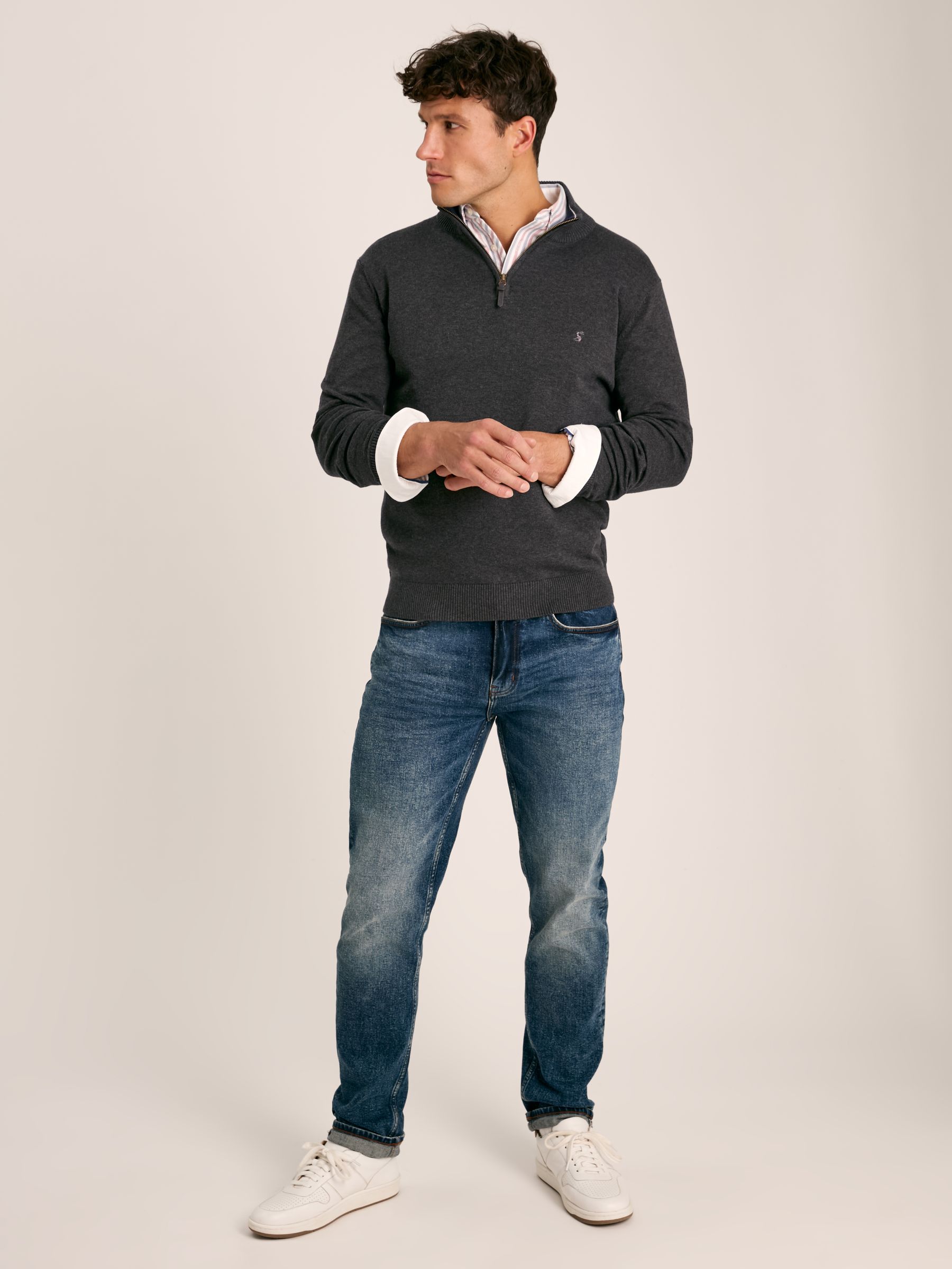 Hillside Grey Quarter Zip Knit Jumper - Image 4 of 6
