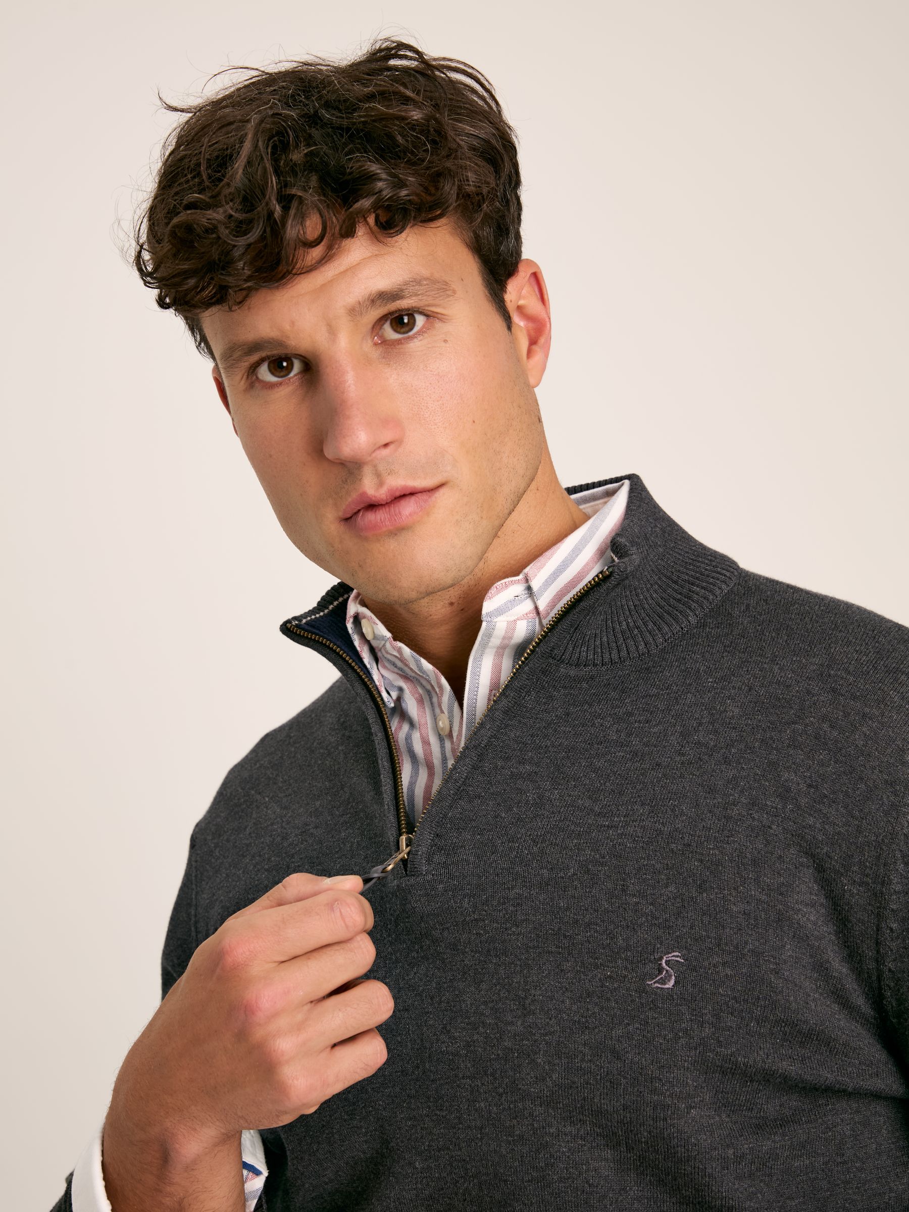 Hillside Grey Quarter Zip Knit Jumper - Image 5 of 6