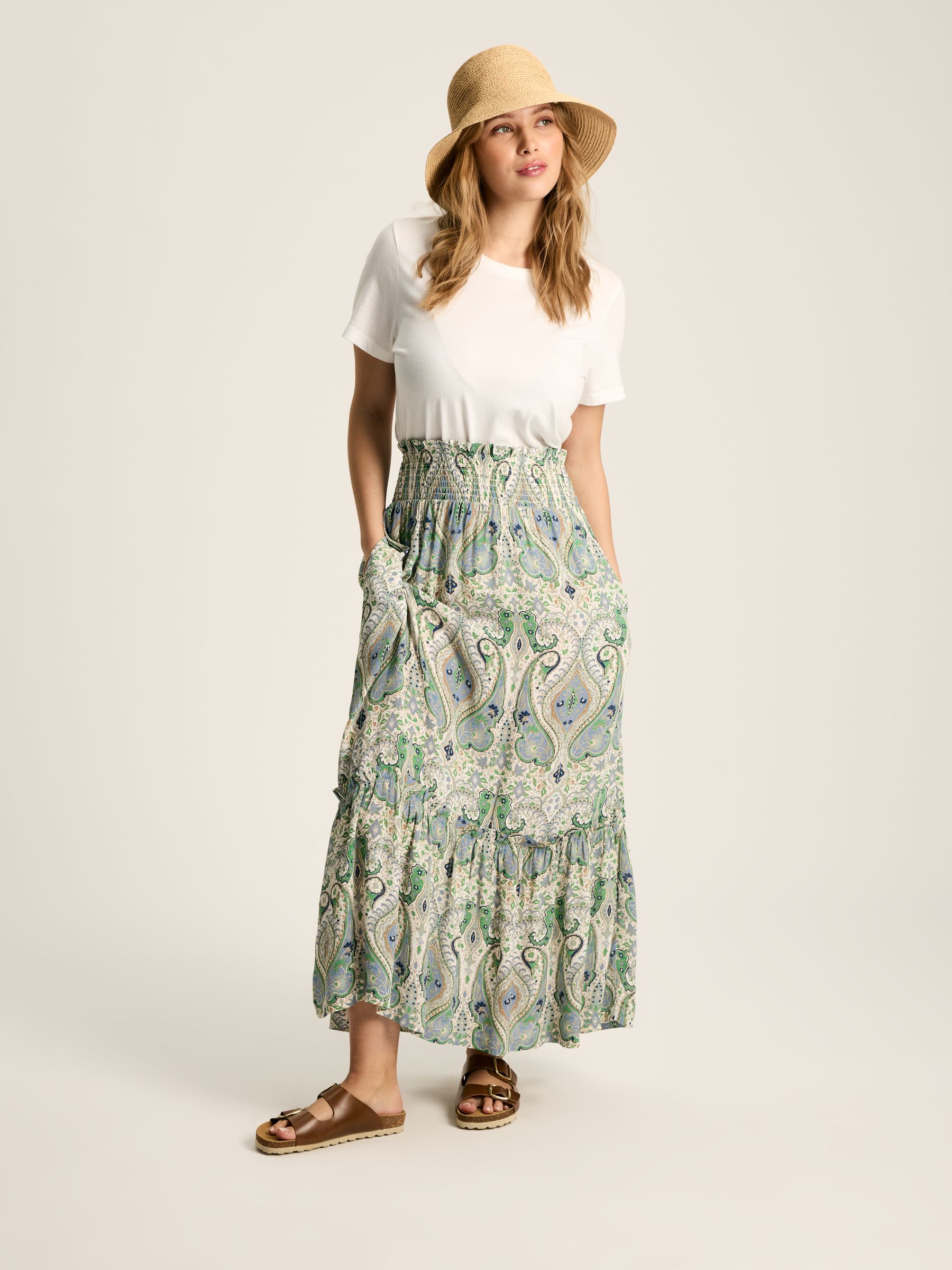 Verity Blue & Green Tiered Skirt - Image 4 of 7