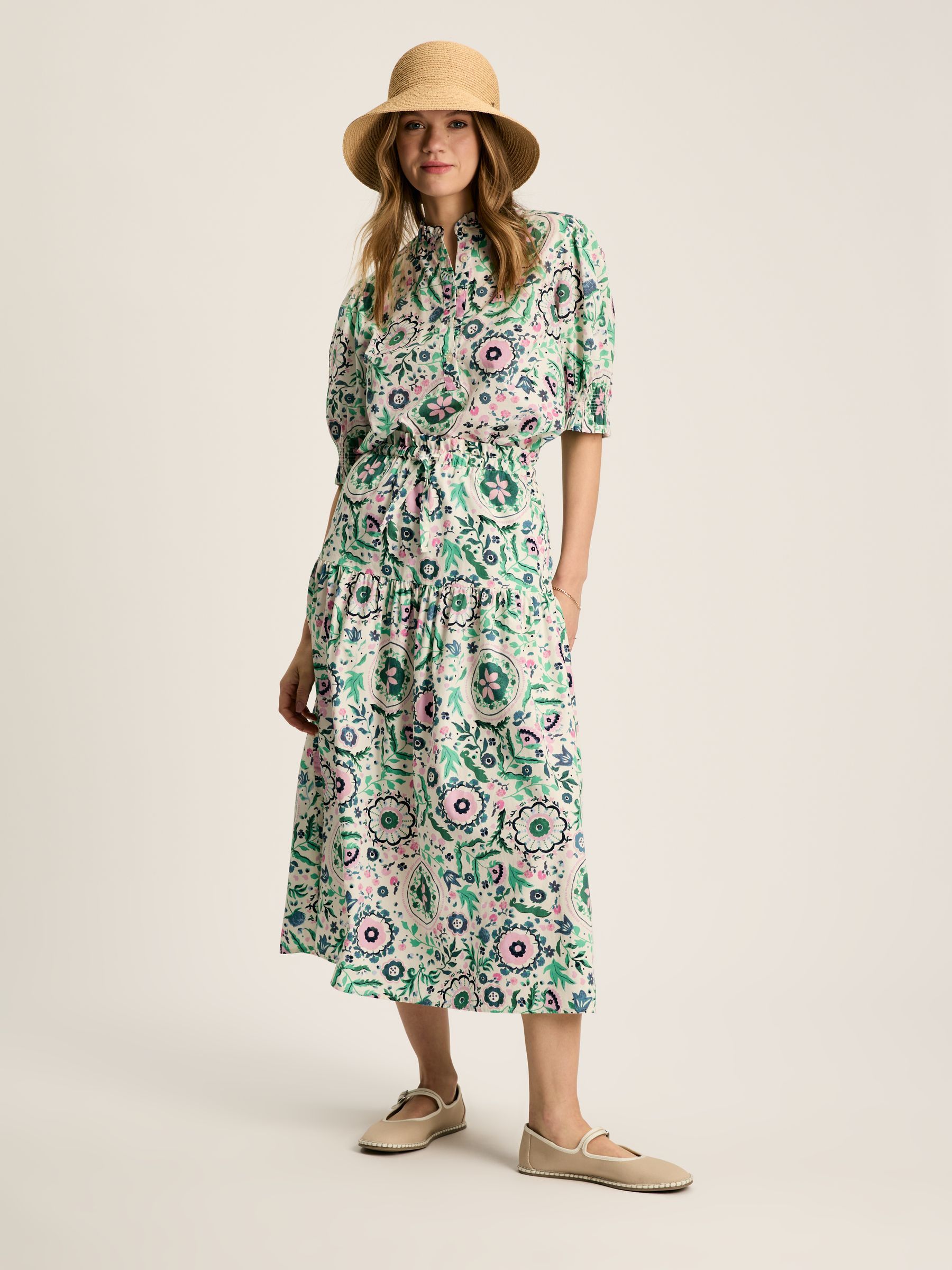 Elle Pink & Green Co-Ord Midi Skirt - Image 3 of 7