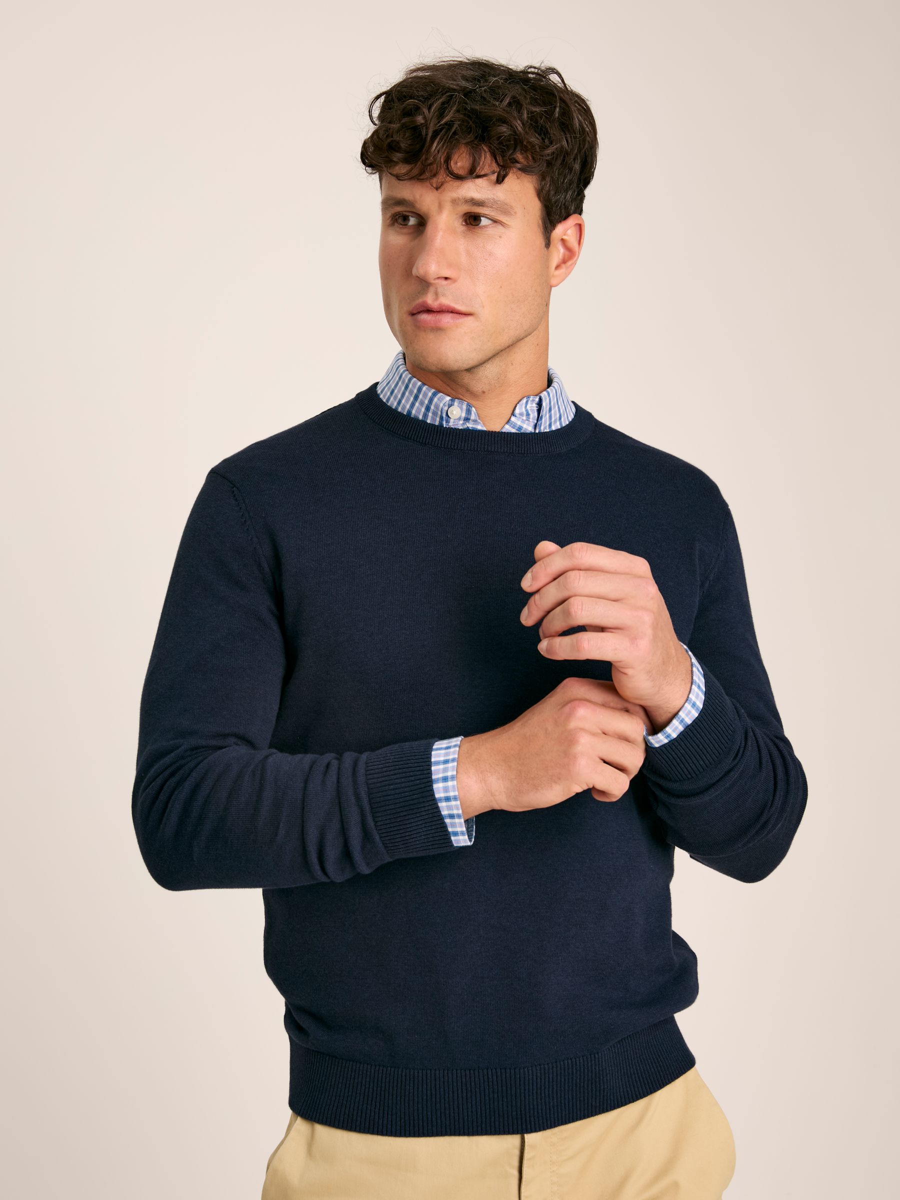Jarvis Navy Blue Crew Neck Knitted Jumper - Image 4 of 6