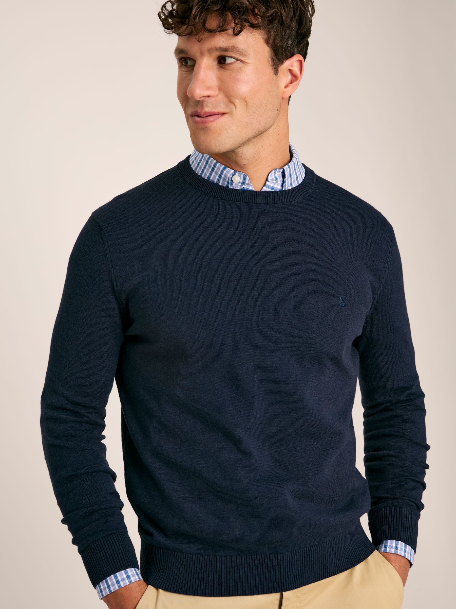 Jarvis Navy Blue Crew Neck Knitted Jumper - Image 5 of 6