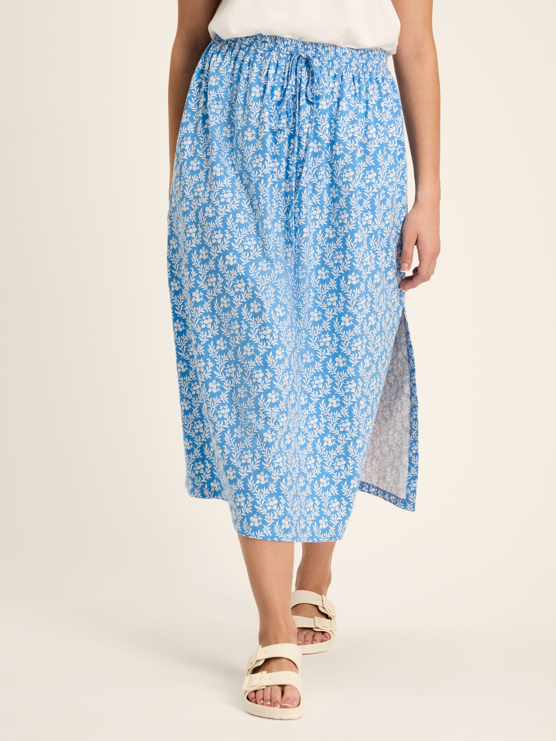 Celia Blue Jersey Midi Skirt - Image 1 of 6