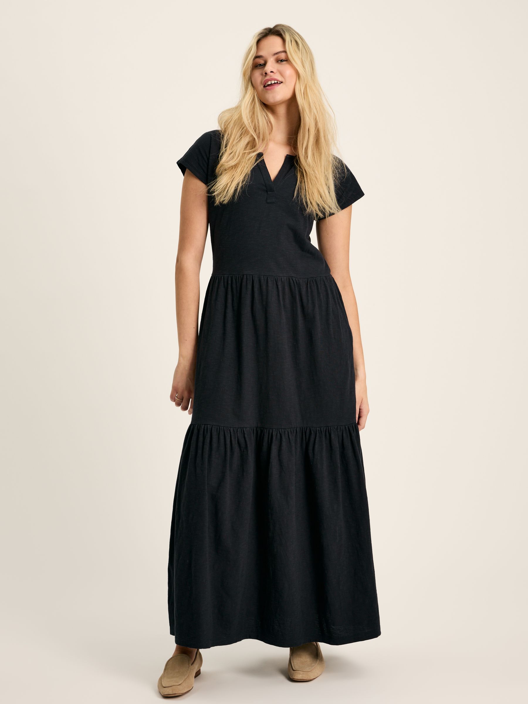 Ariana Navy Jersey Tiered Dress - Image 1 of 5