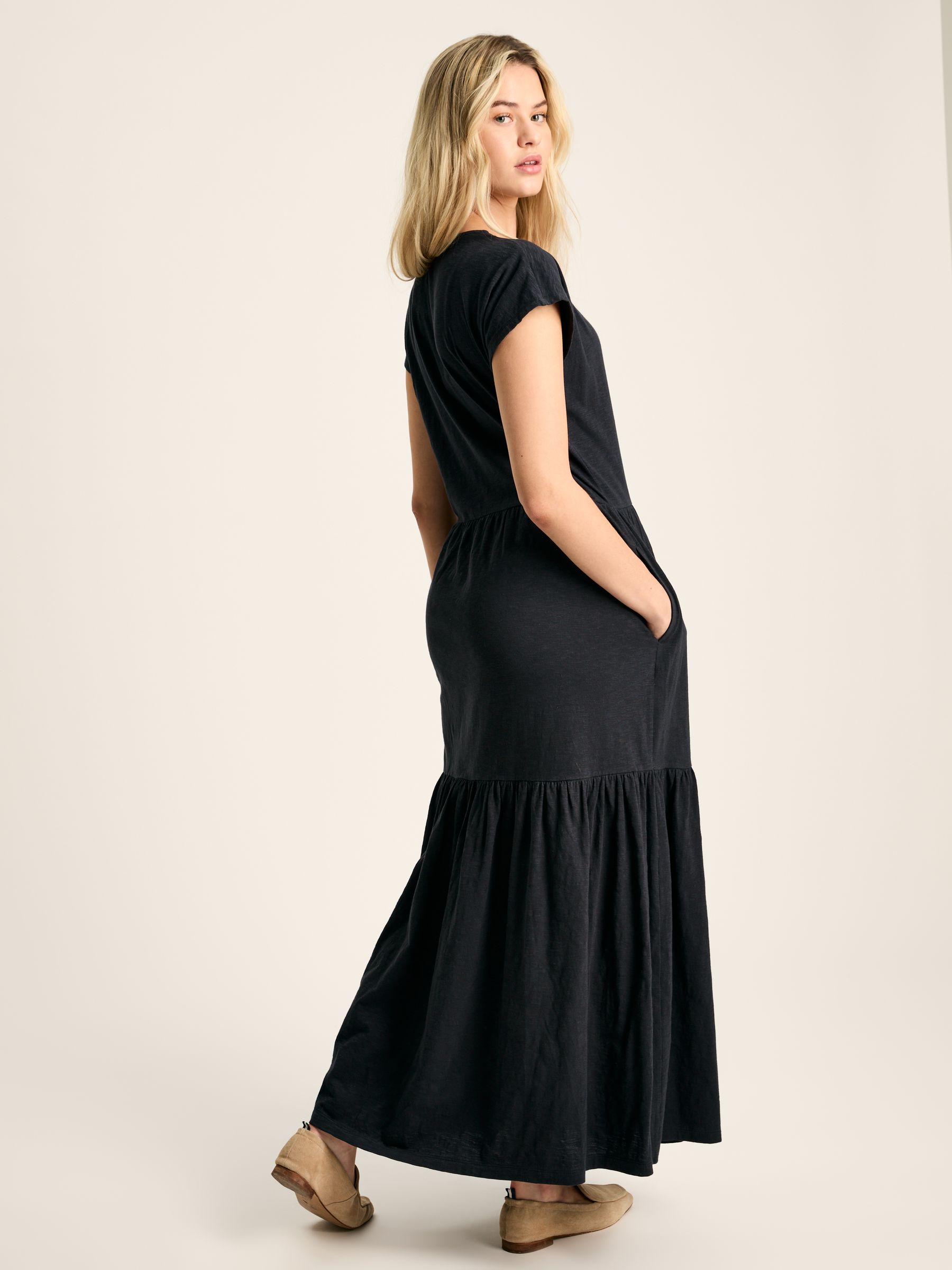 Ariana Navy Jersey Tiered Dress - Image 2 of 5
