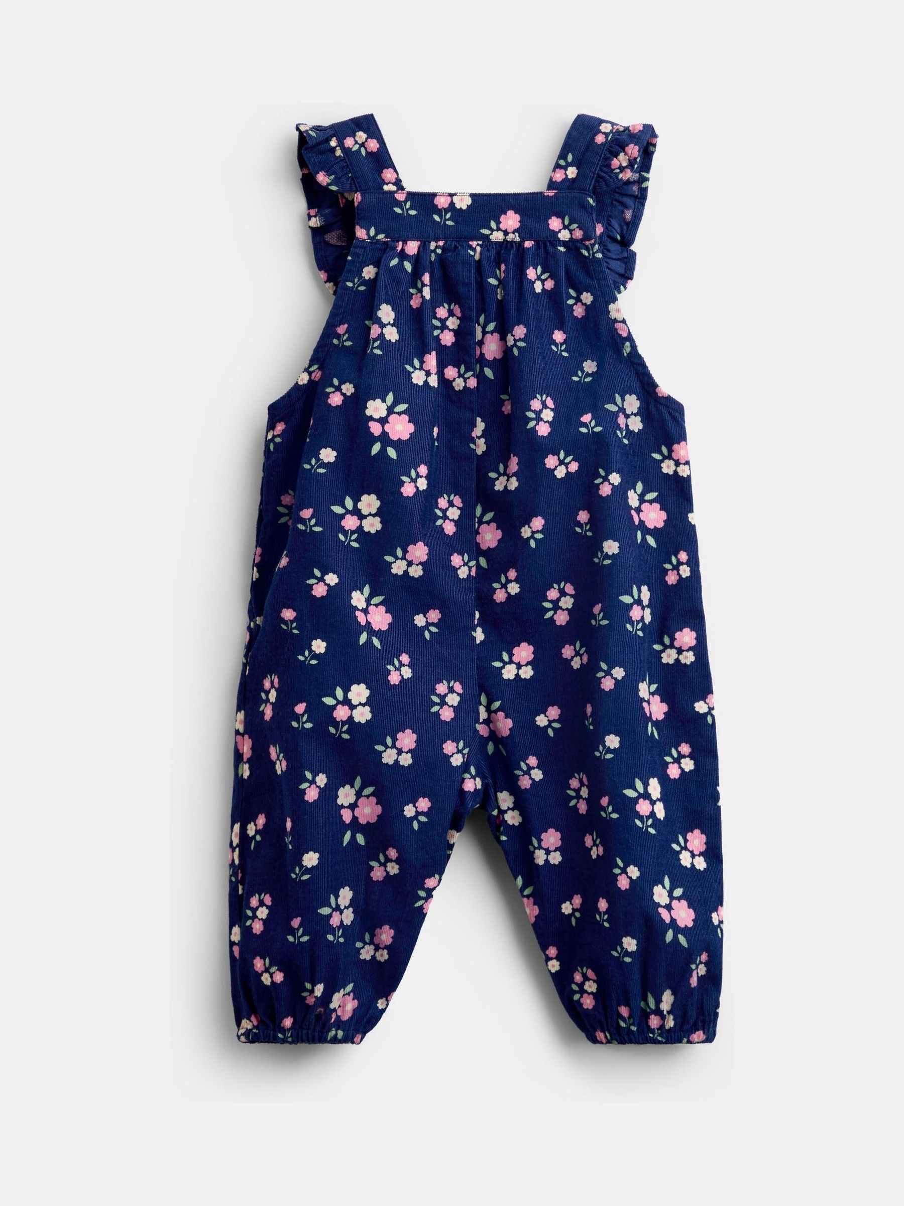 Navy Blue Floral Cord Dungarees & Body Set - Image 5 of 6