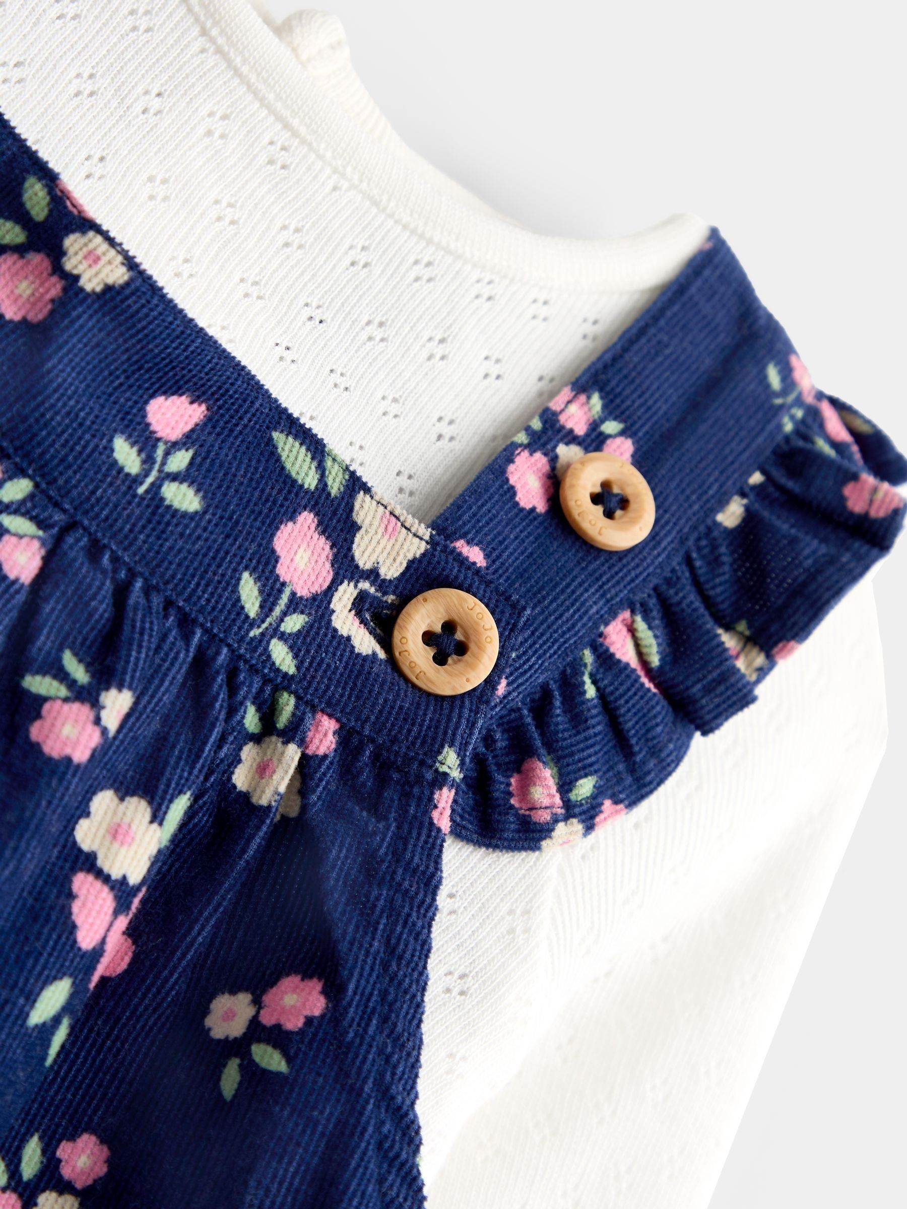 Navy Blue Floral Cord Dungarees & Body Set - Image 6 of 6 Navy Blue Floral Cord Dungarees & Body Set - Image 6 of 6