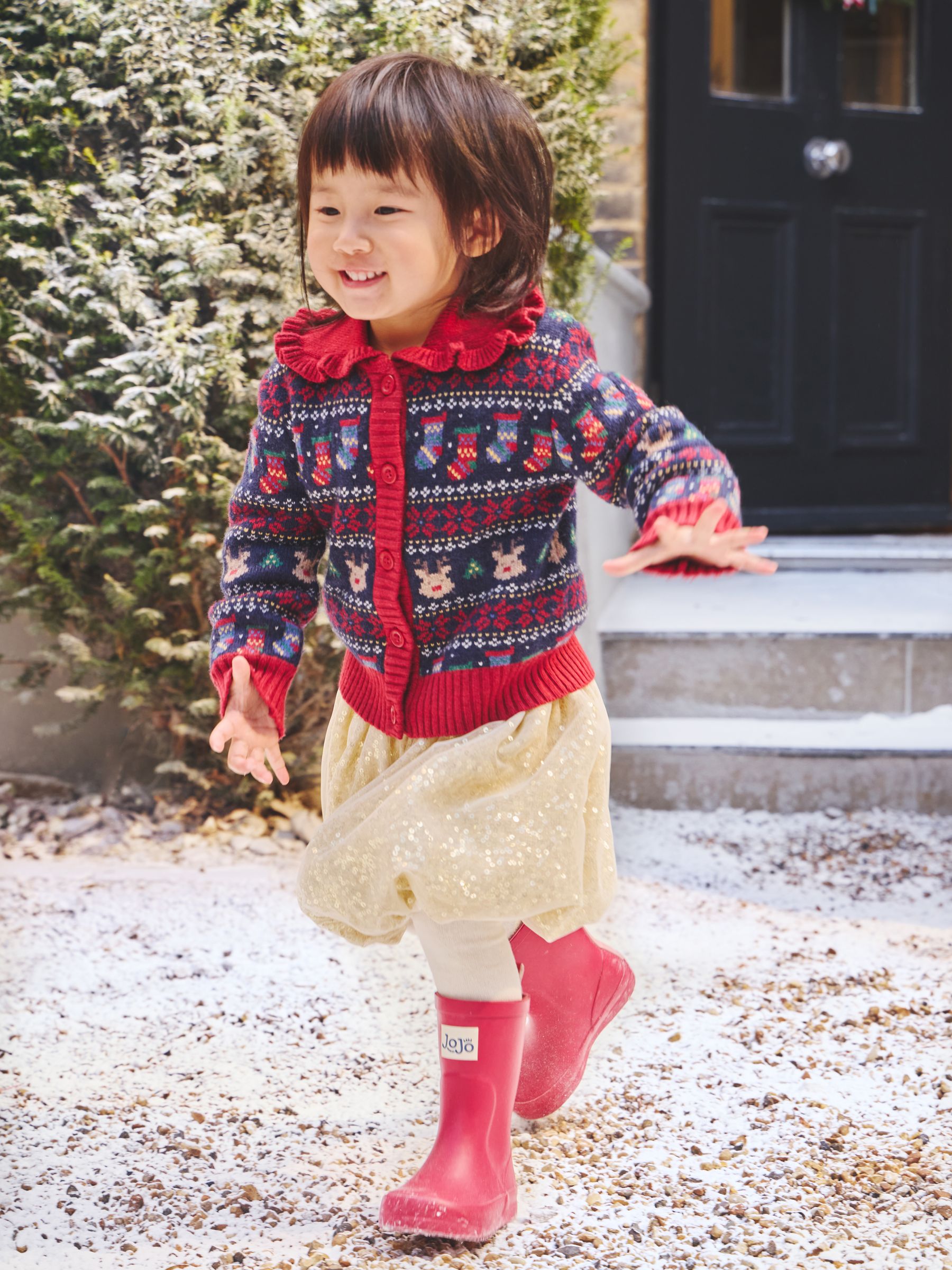 Burgundy Reindeer Christmas Fairisle Collared Cardigan - Image 2 of 6