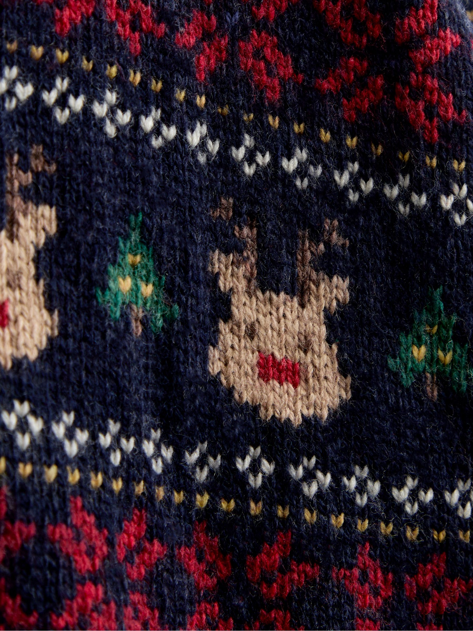 Burgundy Reindeer Christmas Fairisle Collared Cardigan - Image 6 of 6