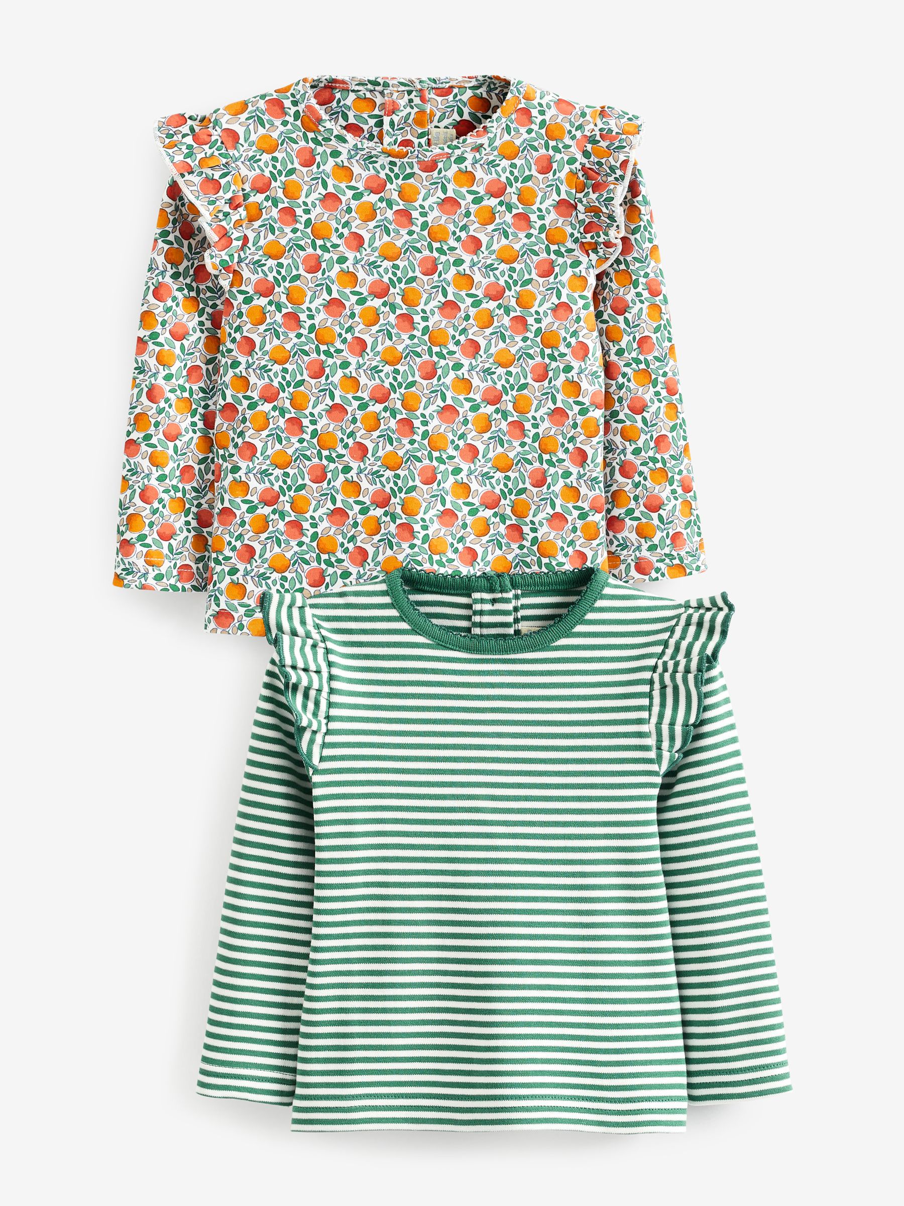Russet Apple 2-Pack Print & Stripe Frill Tops - Image 1 of 5