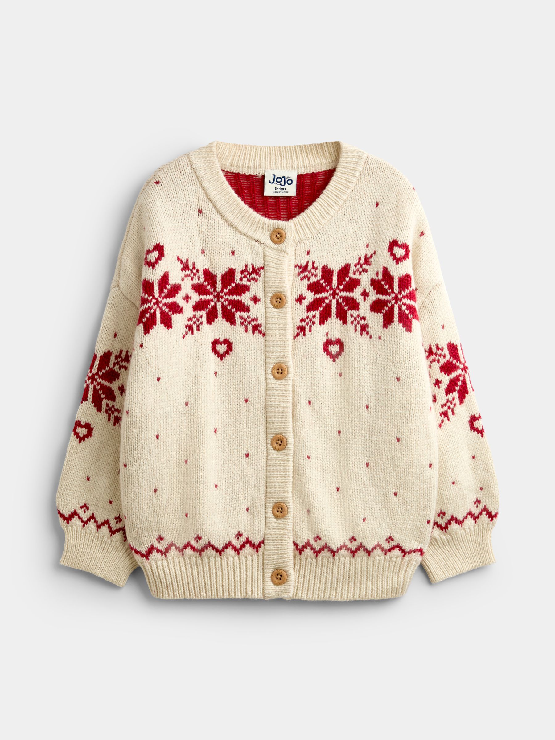 Ivory Snowflake And Heart Fairisle Cardigan - Image 2 of 5