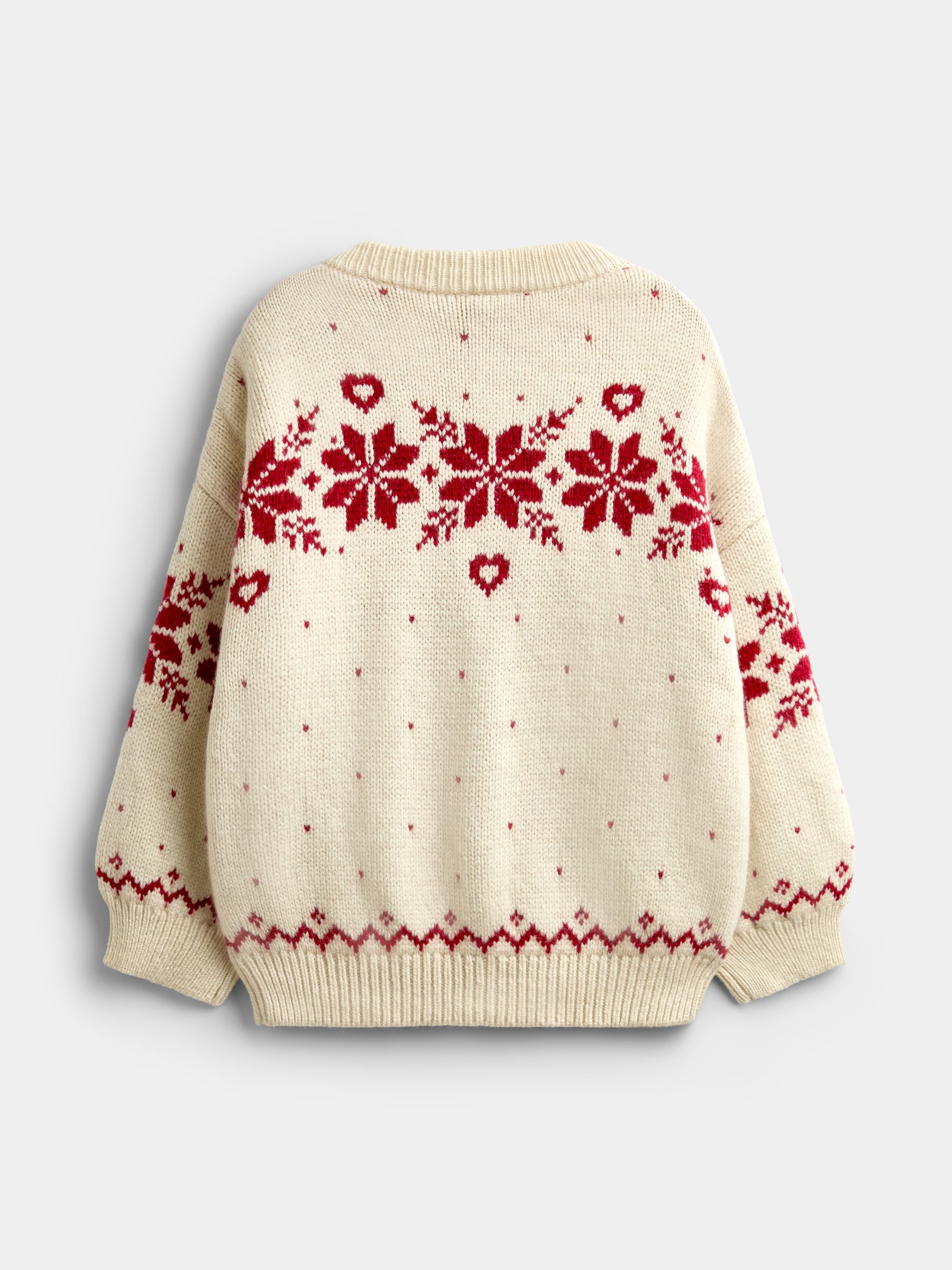Ivory Snowflake And Heart Fairisle Cardigan - Image 3 of 5