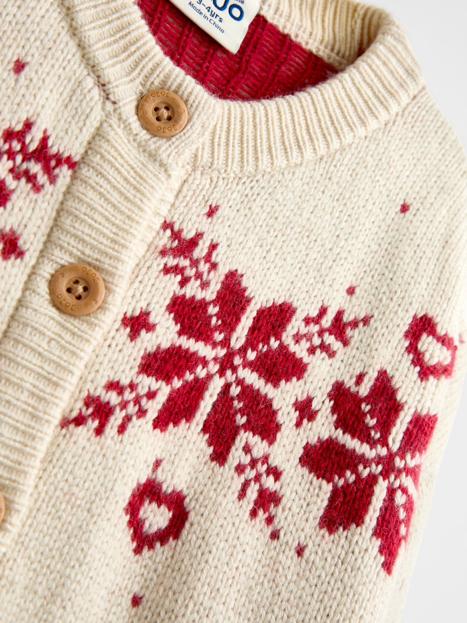 Ivory Snowflake And Heart Fairisle Cardigan - Image 4 of 5