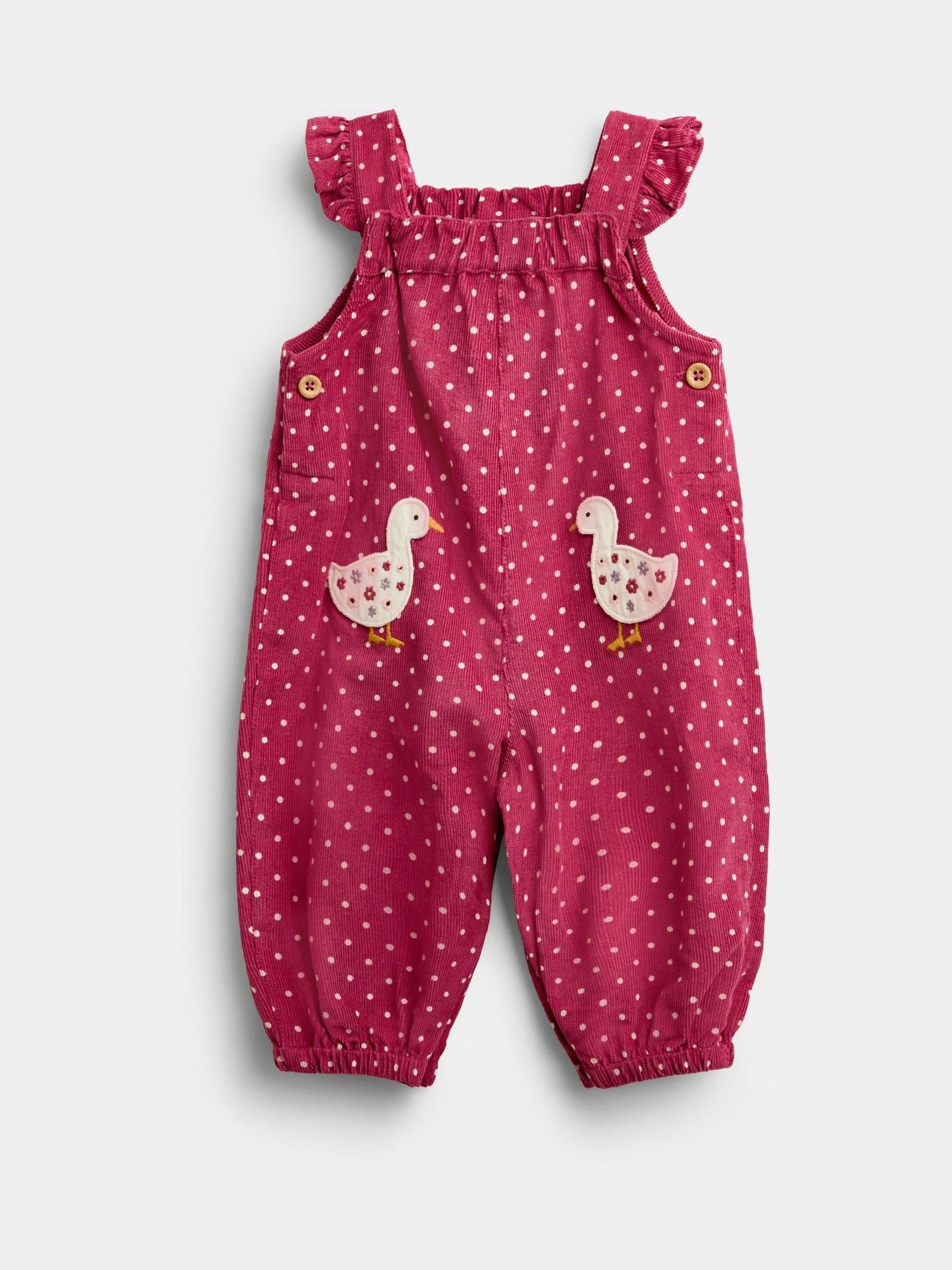 Dusky Pink Duck Appliqué Cord Dungarees & Top Set - Image 4 of 7