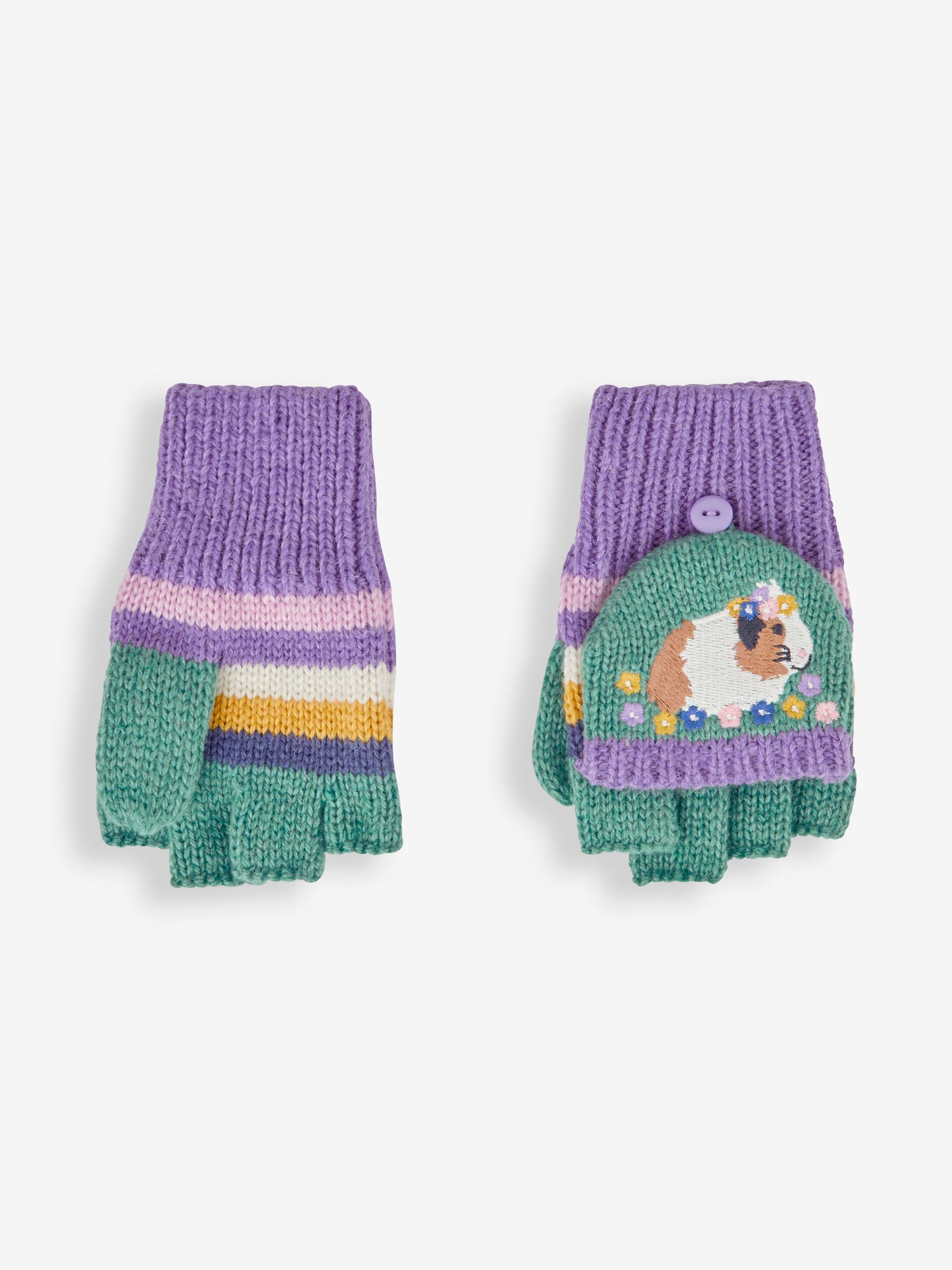 Green Girls' Guinea Pig Striped Gloves - Image 2 of 3