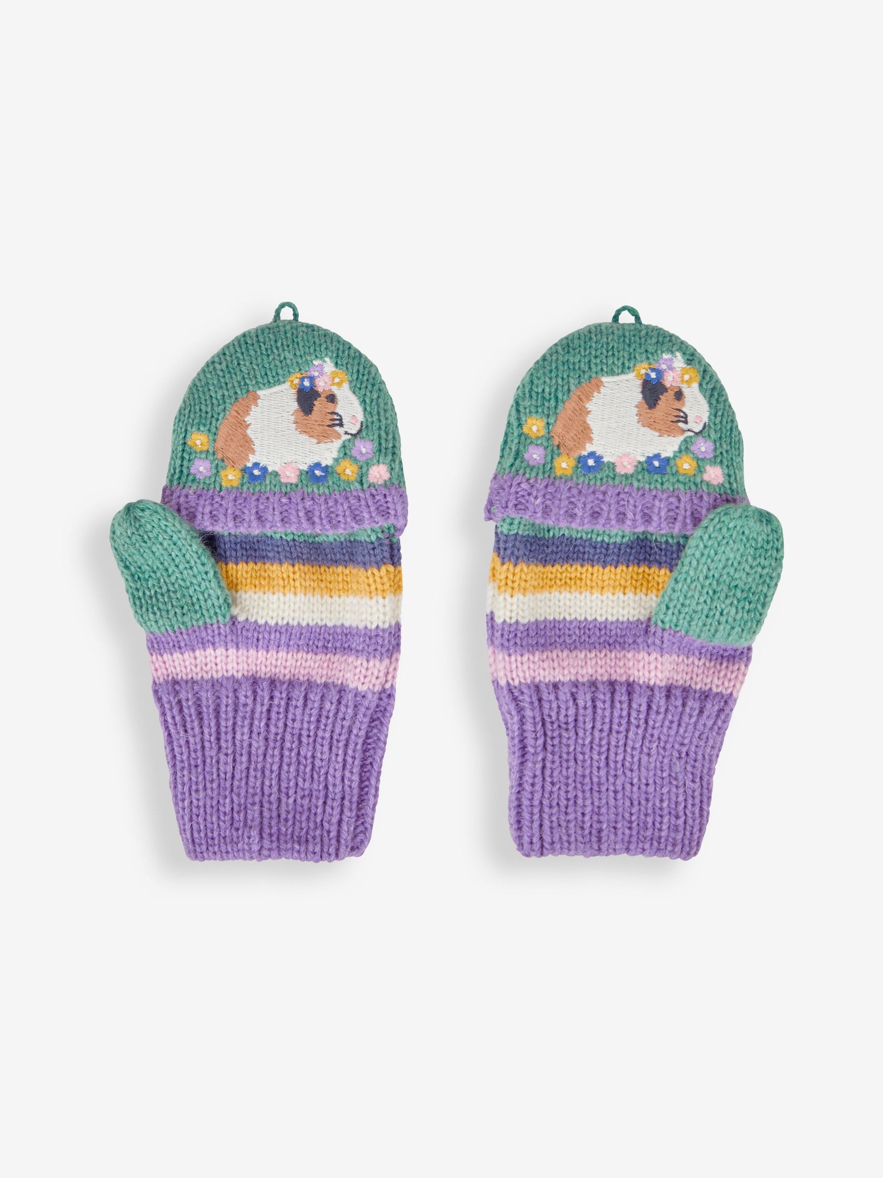 Green Girls' Guinea Pig Striped Gloves - Image 3 of 3