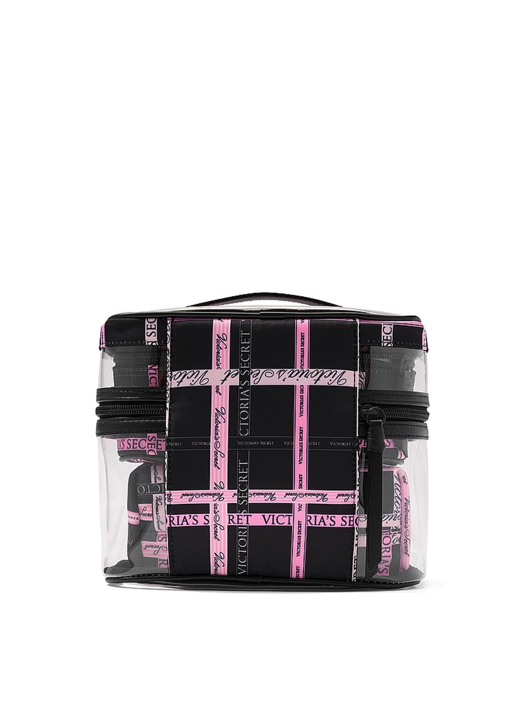 Black and Pink Ribbon Makeup Bag 4 Piece - Image 2 of 3 Black and Pink Ribbon Makeup Bag 4 Piece - Image 2 of 3