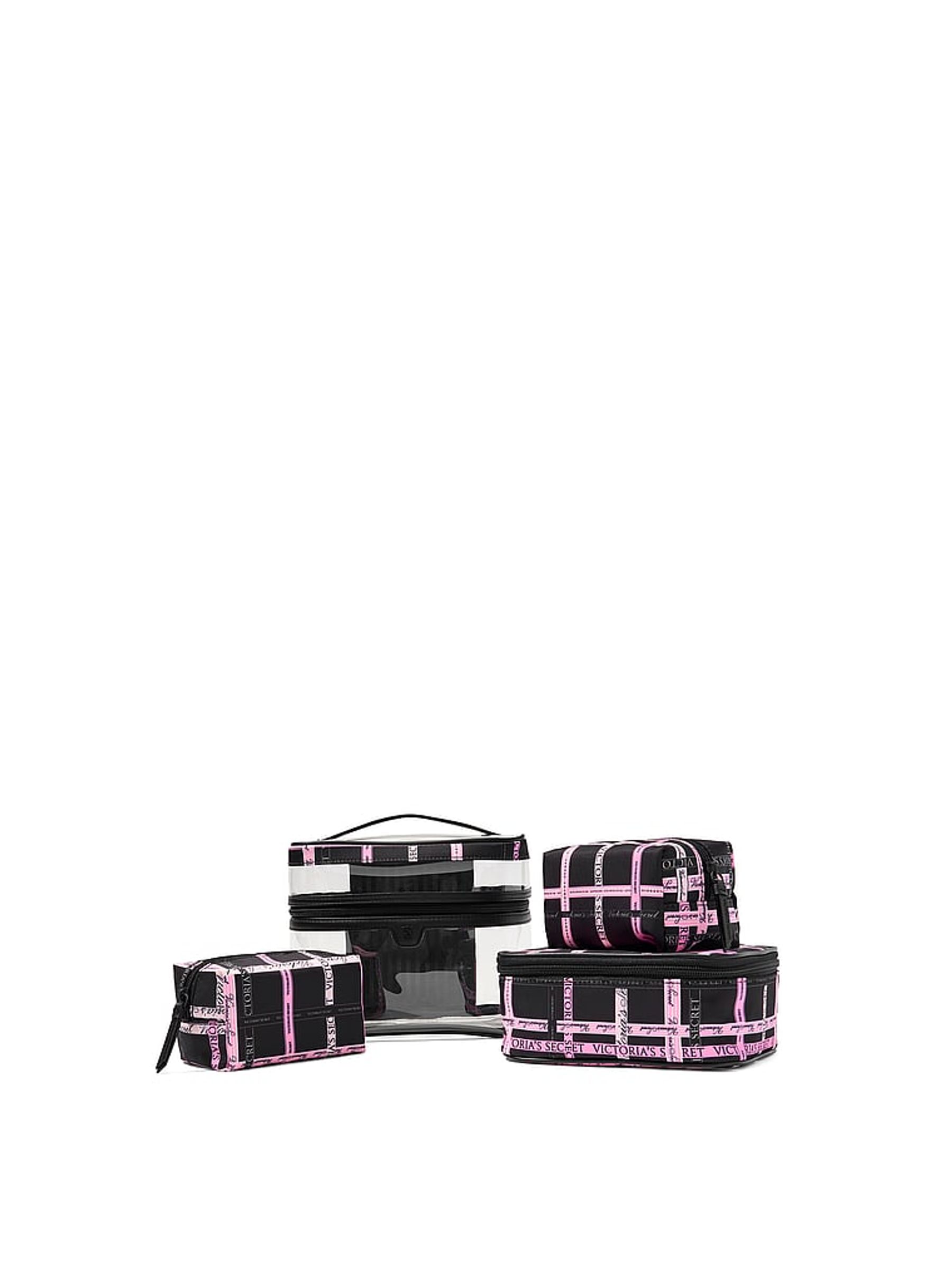 Black and Pink Ribbon Makeup Bag 4 Piece - Image 3 of 3