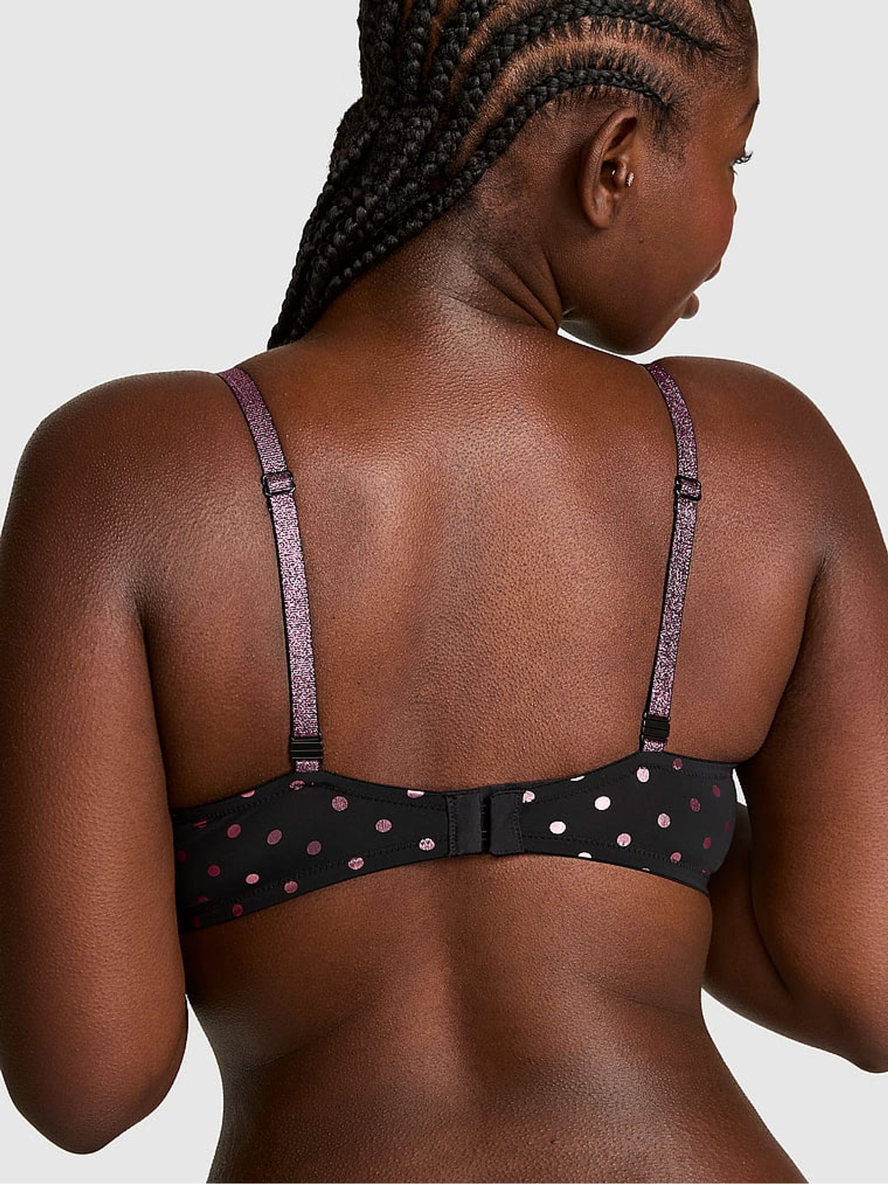 Black/Pink Foil Dots Push Up Bra - Image 3 of 3