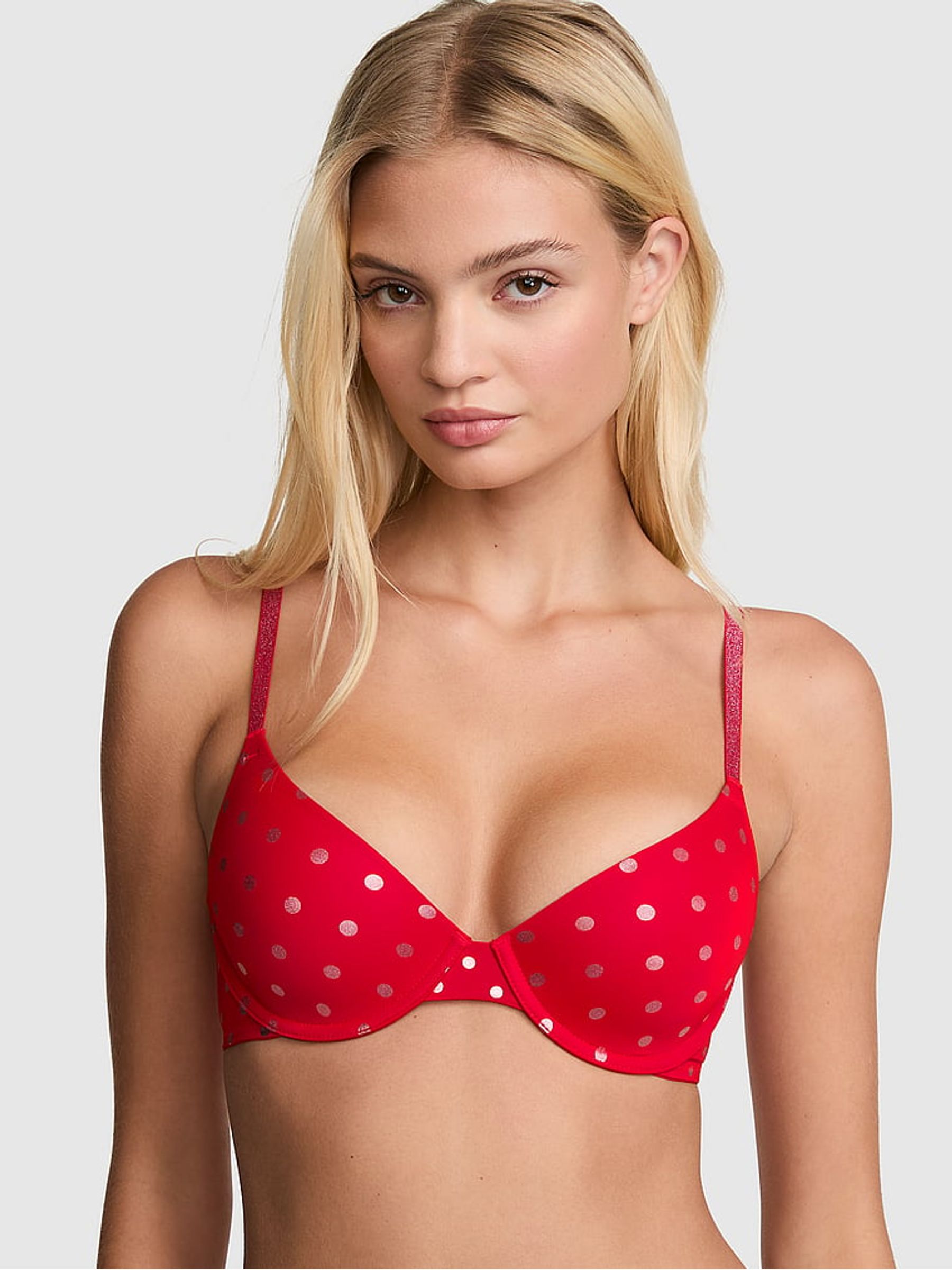 Bright Vermillion Red Foil Dots Lightly Lined Bra - Image 1 of 2