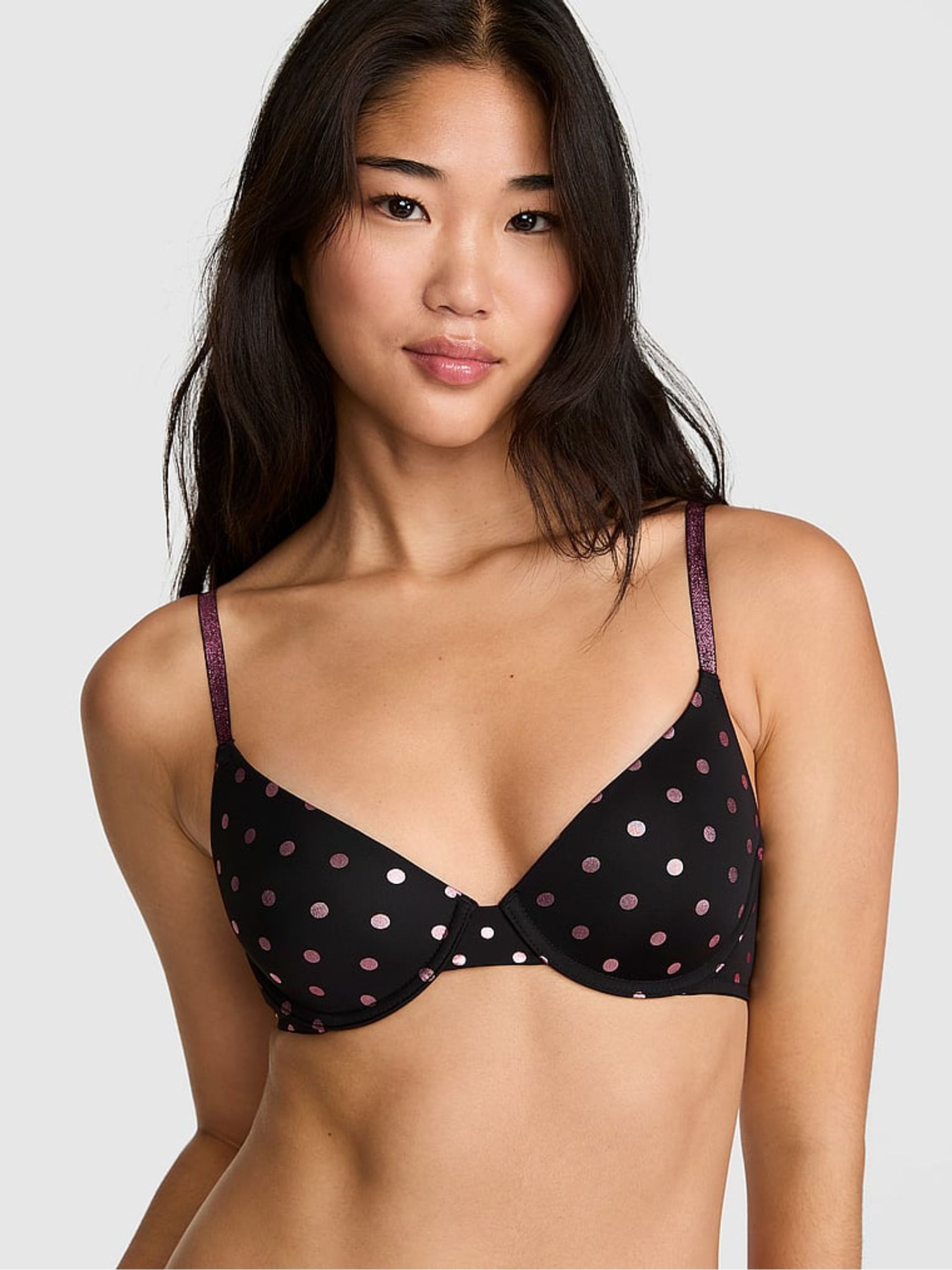 Black Foil Dots Lightly Lined Bra - Image 1 of 2
