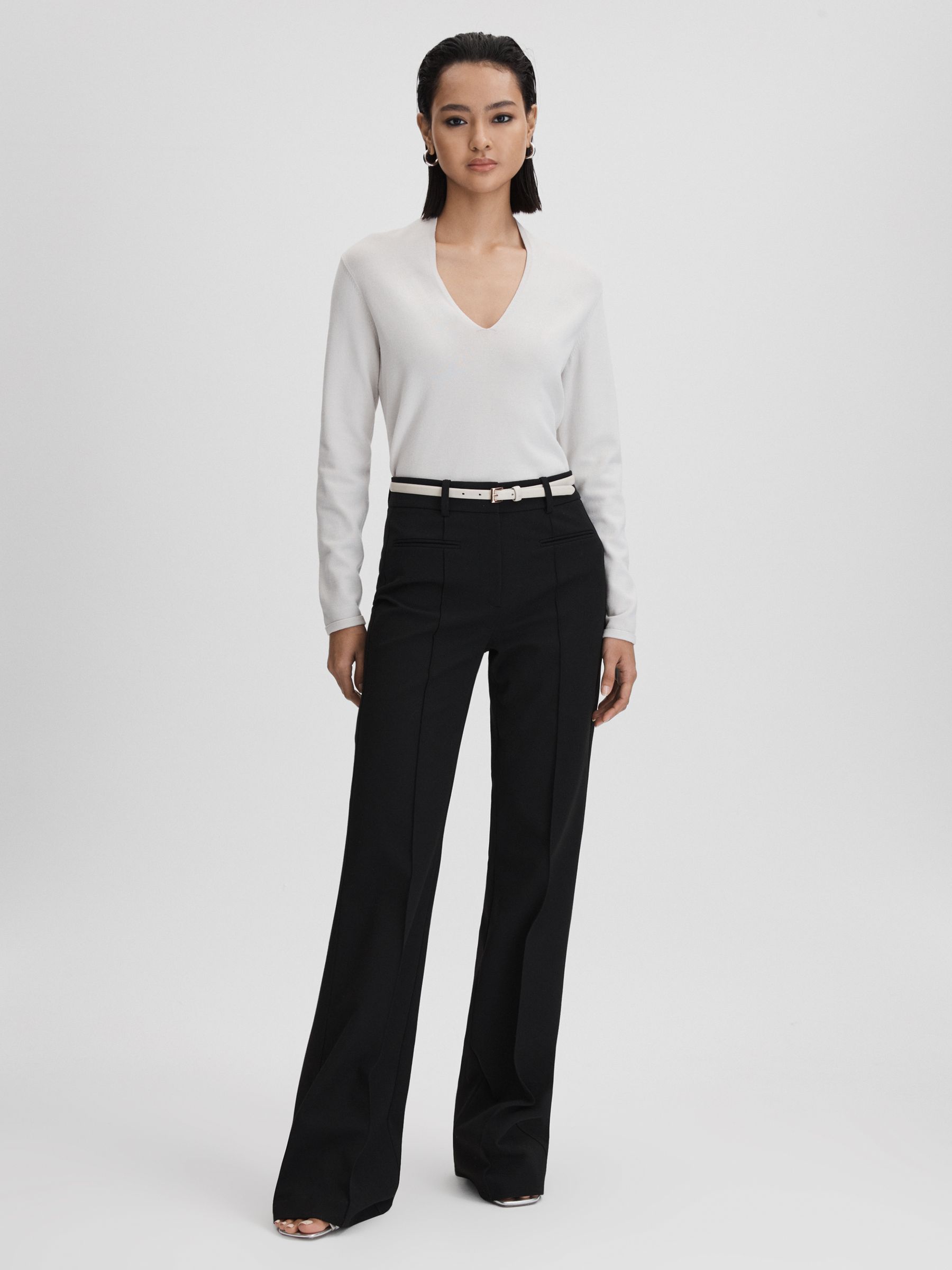 Ruche Half-Funnel Neck Top in Grey - Image 3 of 6