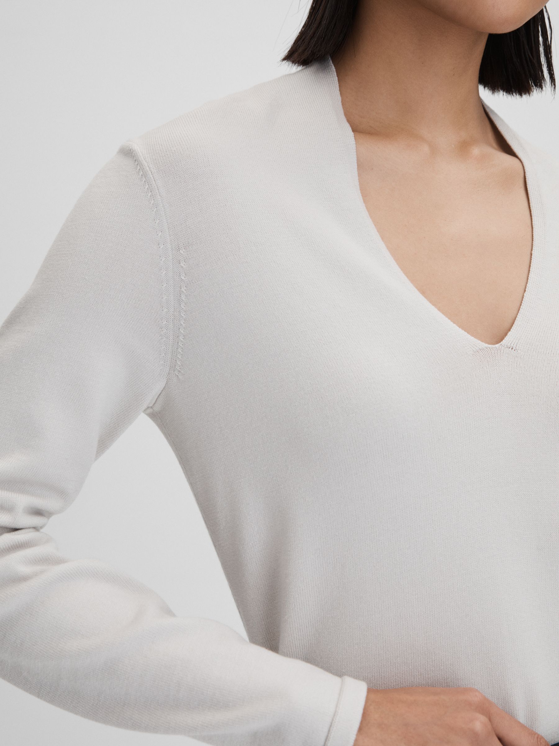 Ruche Half-Funnel Neck Top in Grey - Image 4 of 6
