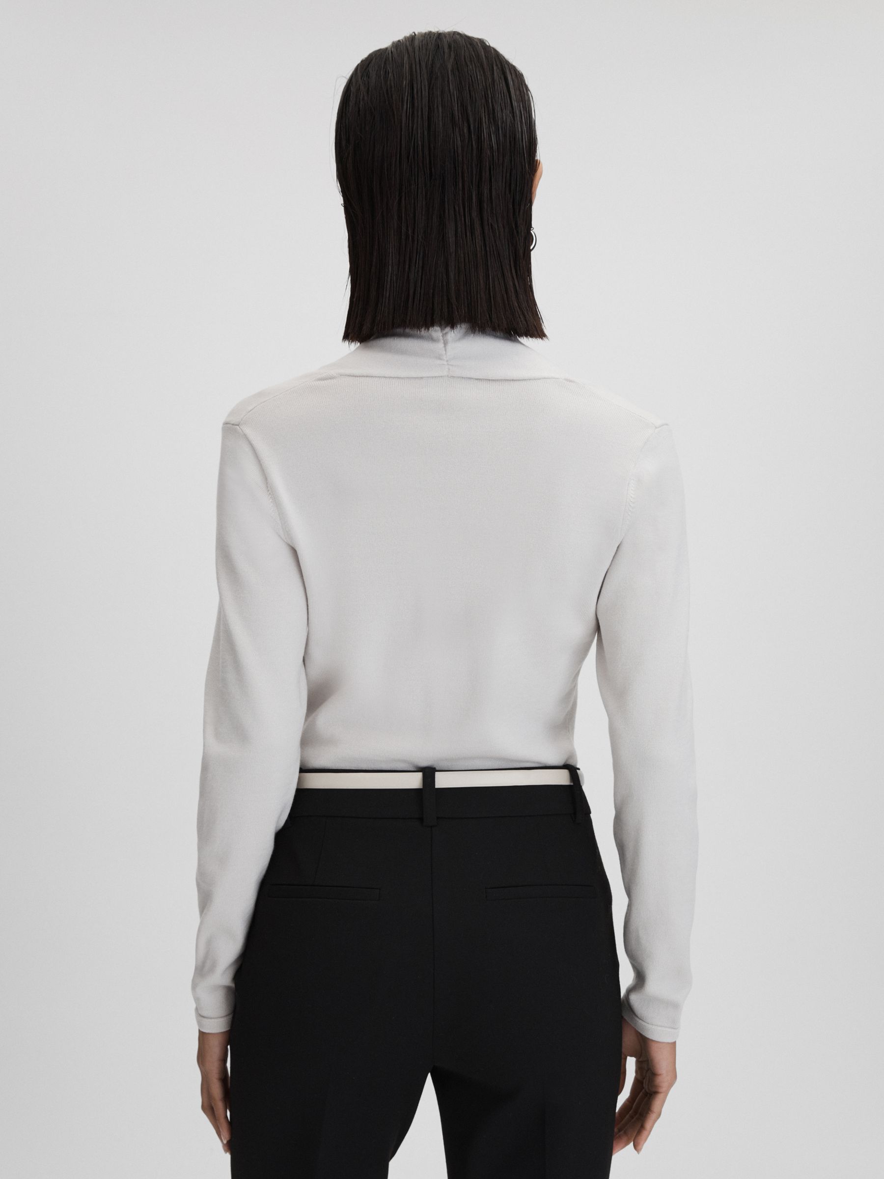 Ruche Half-Funnel Neck Top in Grey - Image 5 of 6