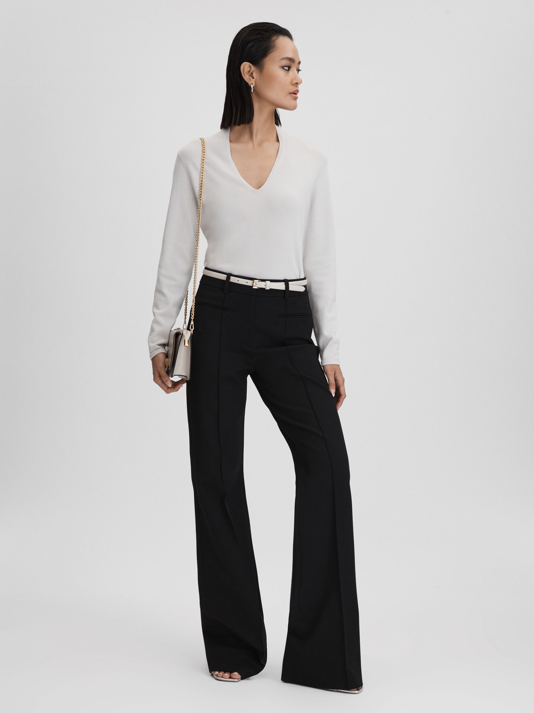 Ruche Half-Funnel Neck Top in Grey - Image 6 of 6