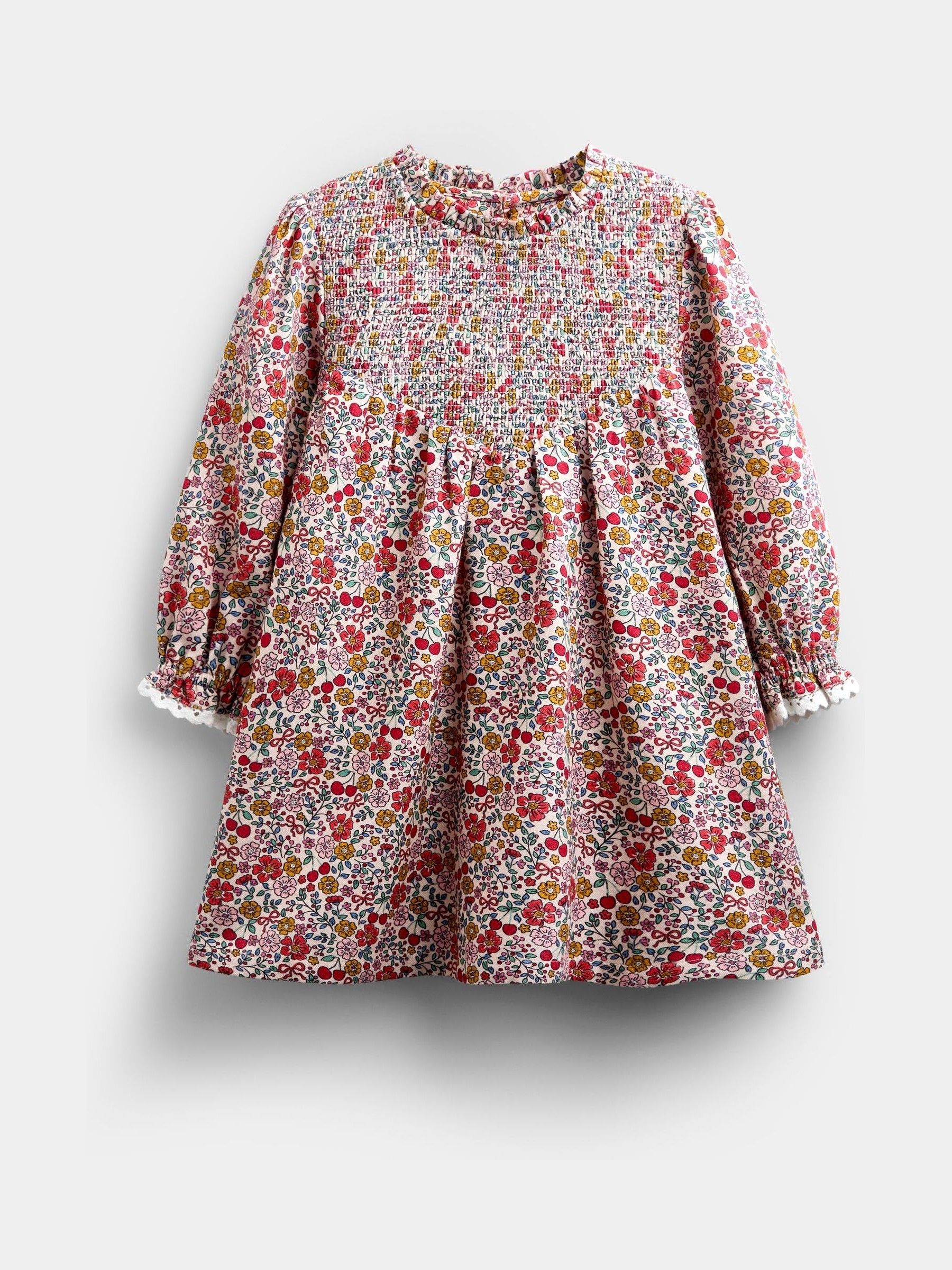 Cherry Floral Smocked Dress - Image 1 of 4 Cherry Floral Smocked Dress - Image 1 of 4
