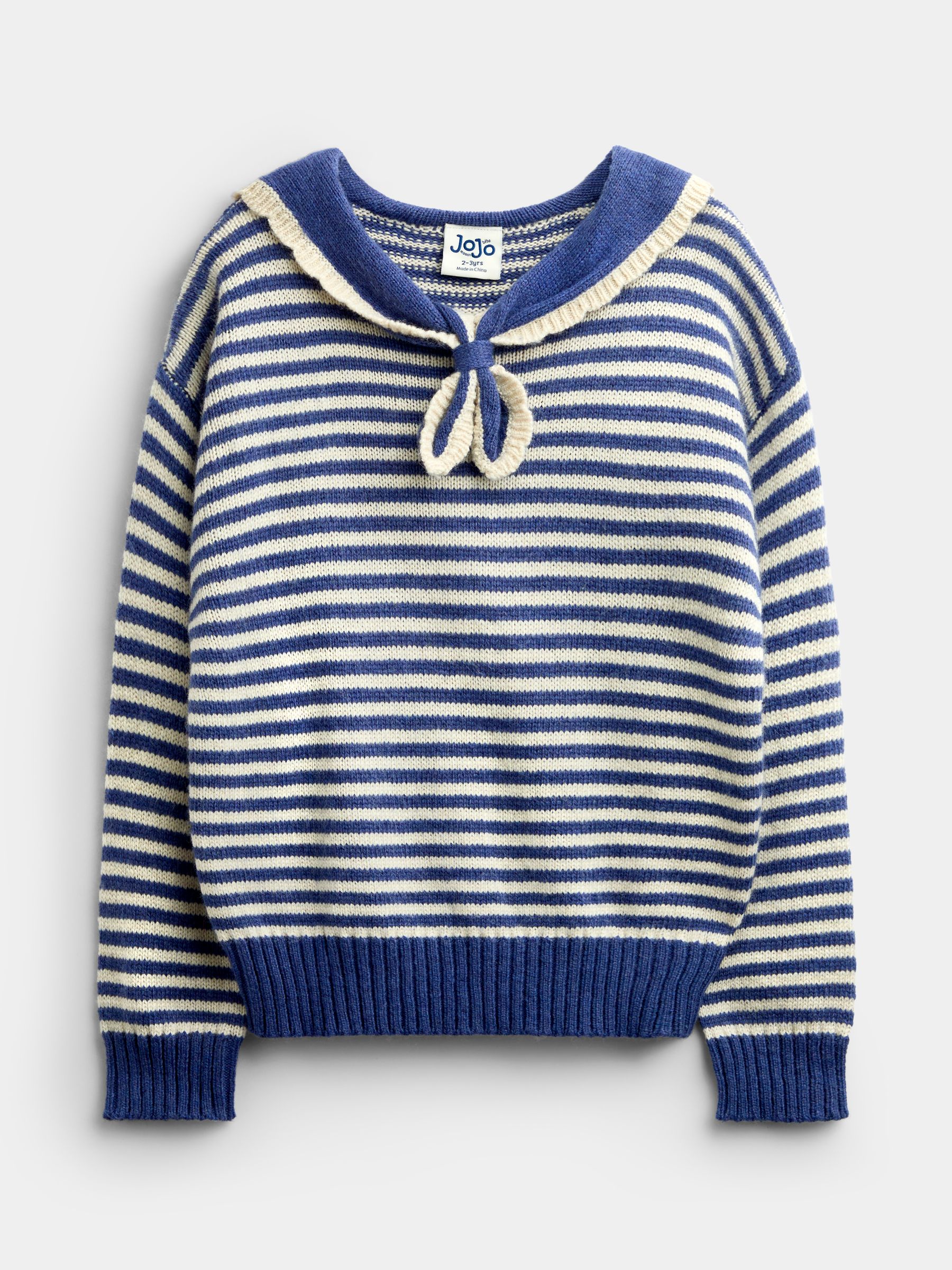 Navy Blue Sailor Sailor Scarf Pointelle Jumper - Image 1 of 4