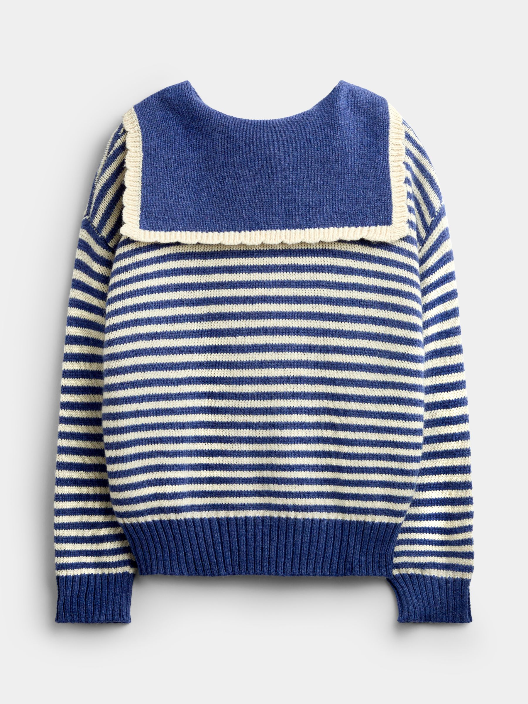 Navy Blue Sailor Sailor Scarf Pointelle Jumper - Image 2 of 4