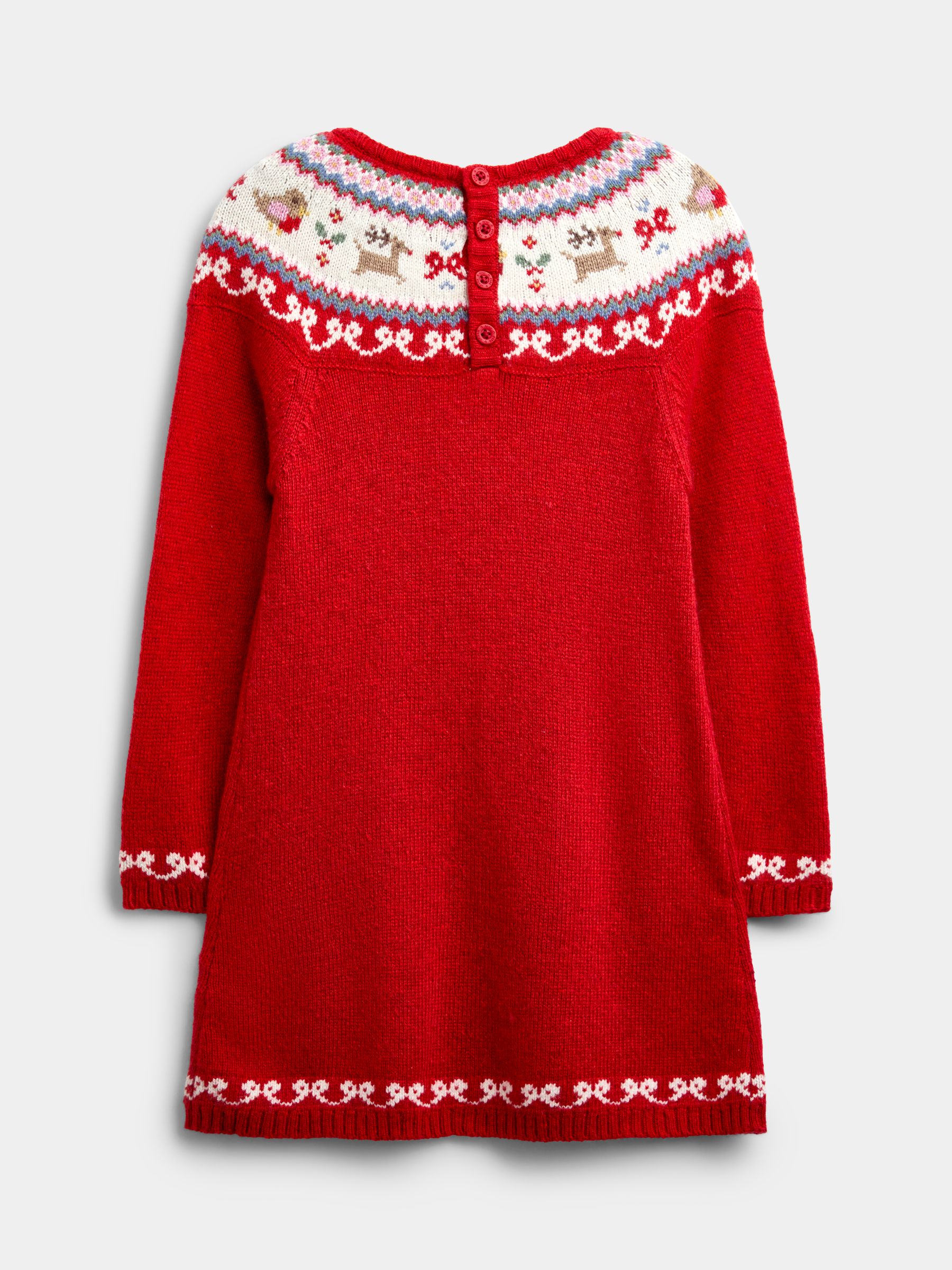 Bright Red Reindeer Fairisle Knitted Dress - Image 2 of 4
