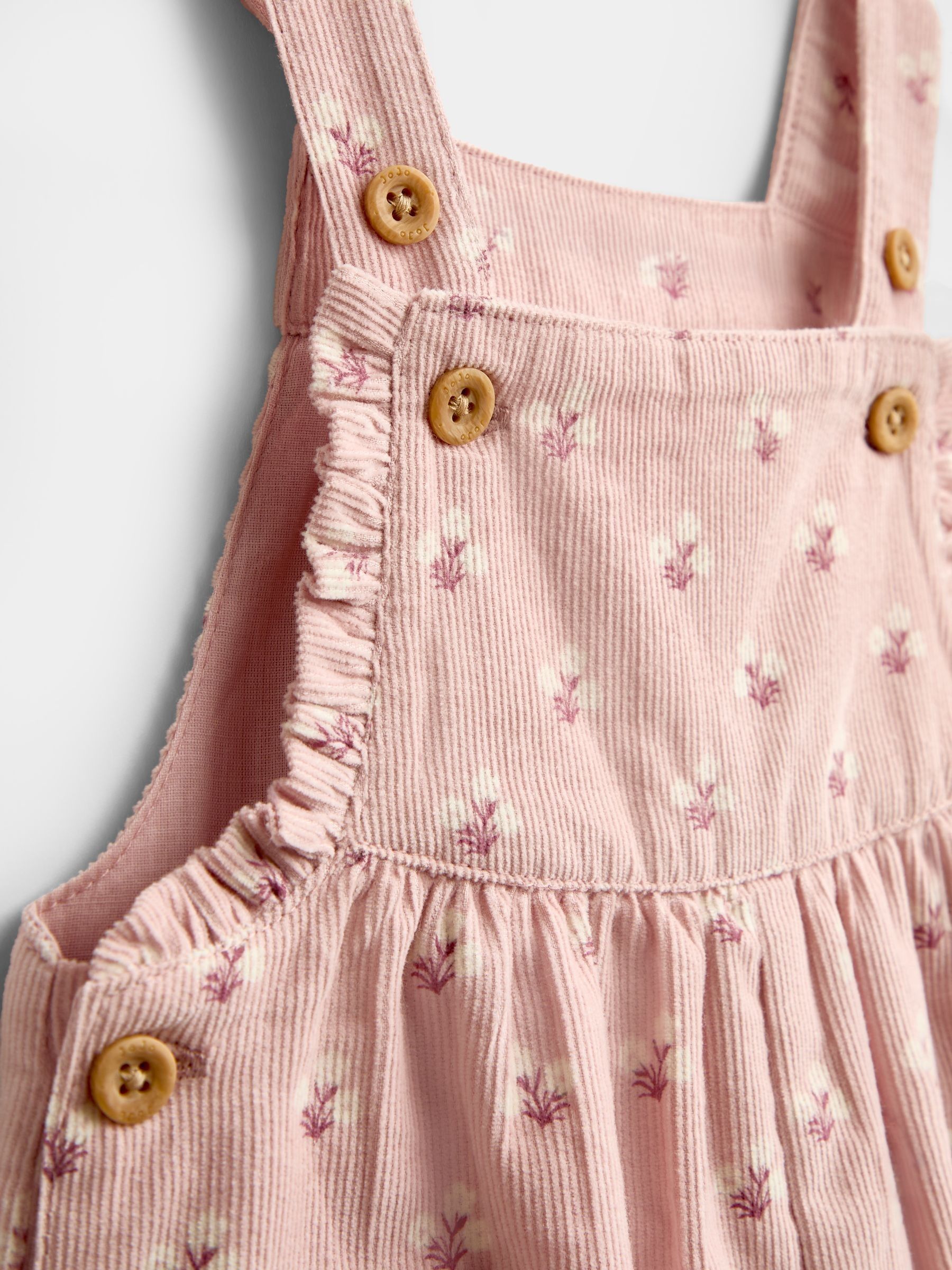 Pale Pink Floral Cord Dungarees - Image 3 of 4
