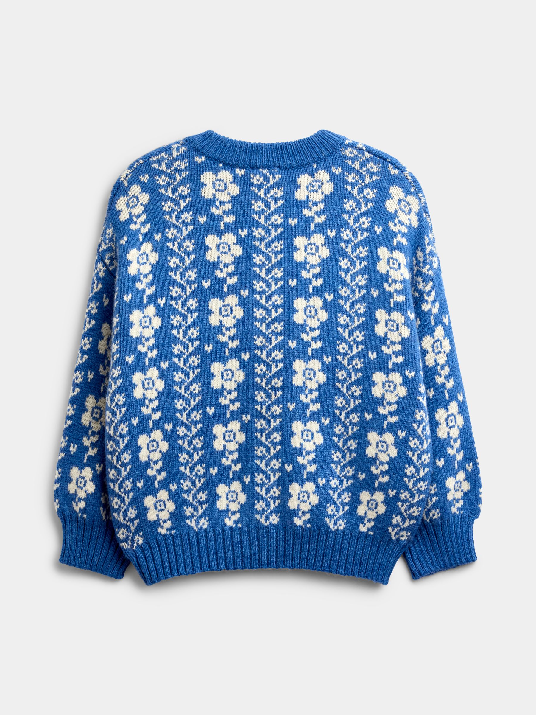 Blue Floral Knit Cardigan - Image 4 of 6