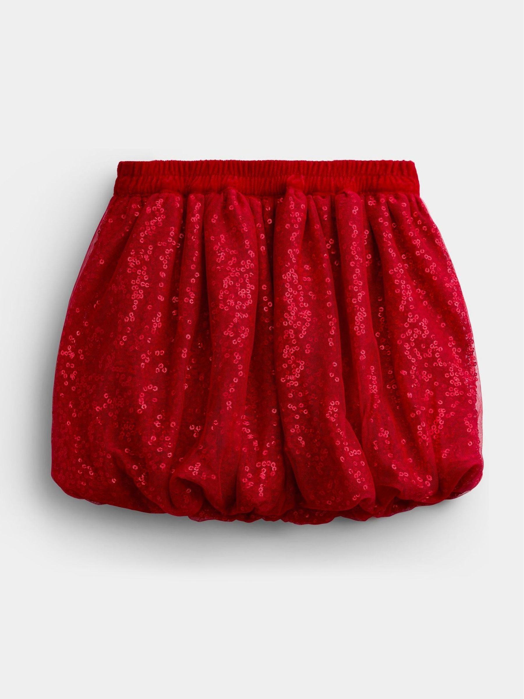 Red Sequin Bubble Skirt - Image 3 of 5