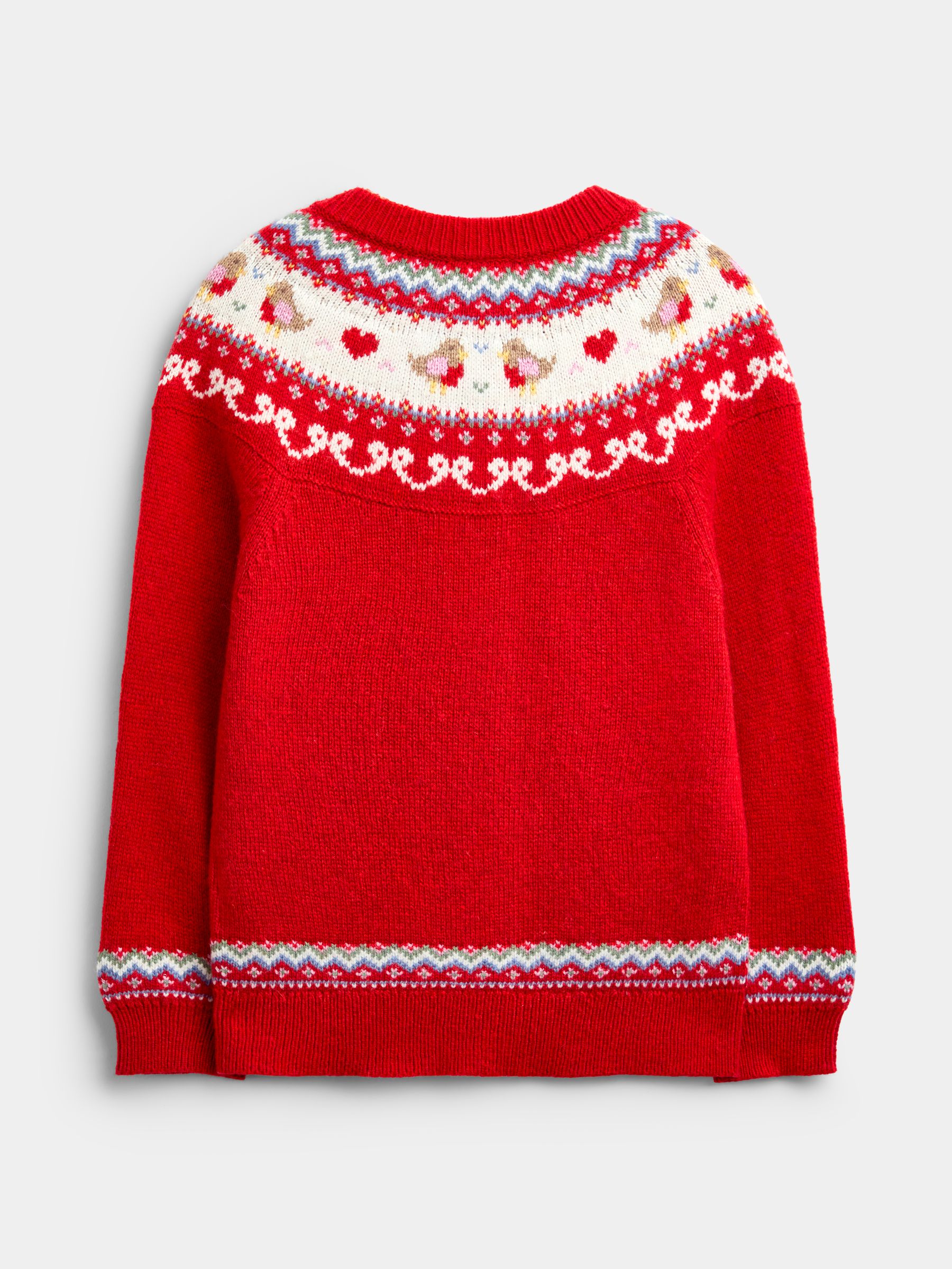 Berry Red Robin & Bow Fairisle Christmas Cardigan - Image 2 of 4