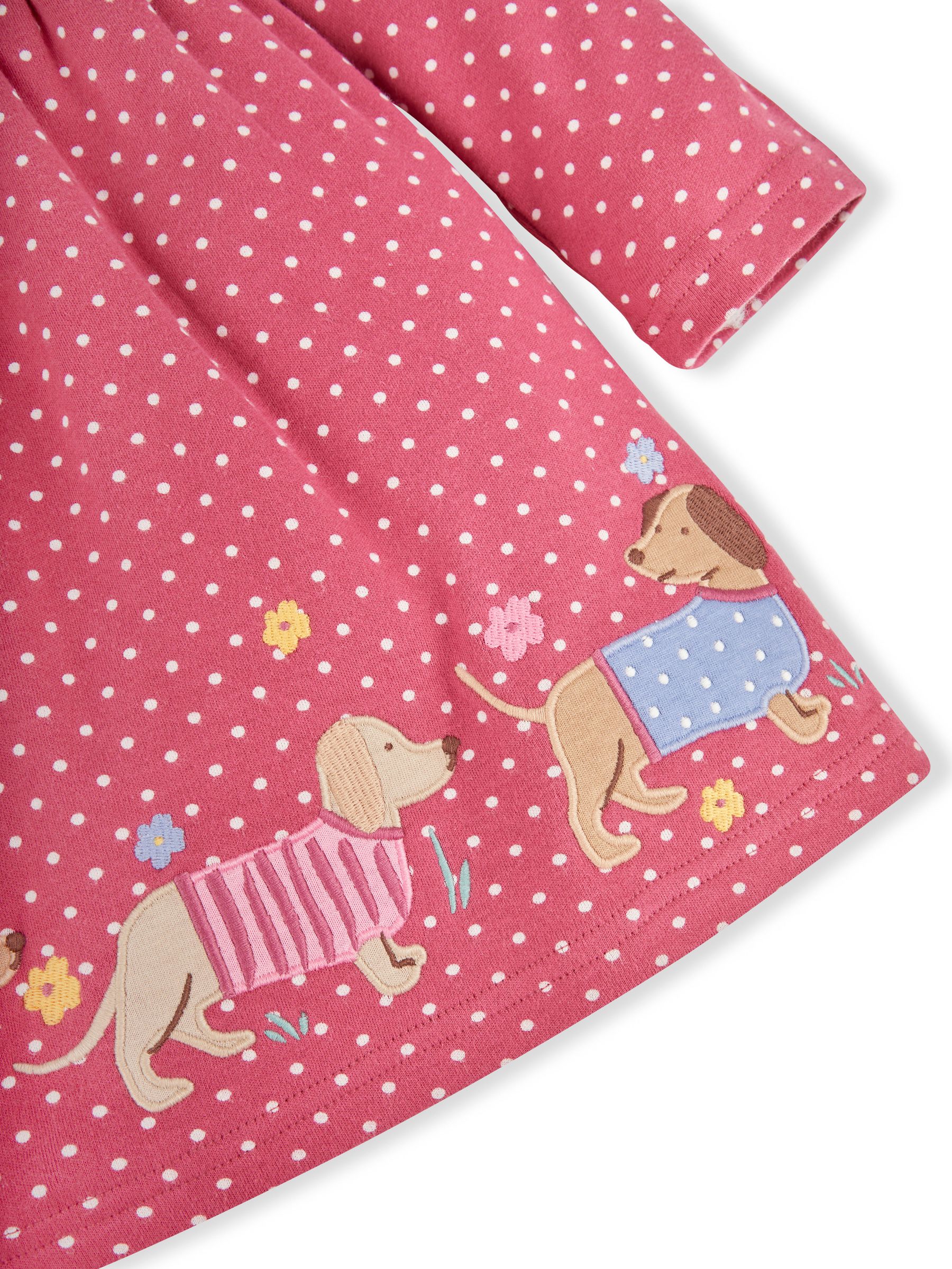 Raspberry Pink Sausage Dog Appliqué Button Front Dress - Image 3 of 3