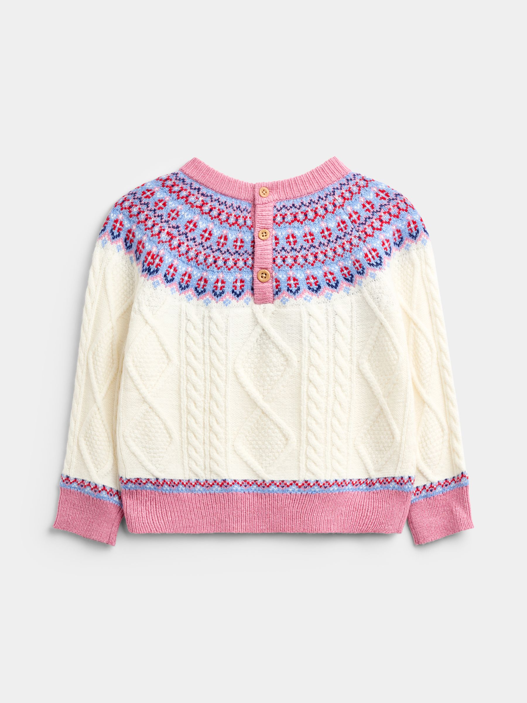 Ecru Nordic Fairisle Cable Jumper - Image 2 of 4