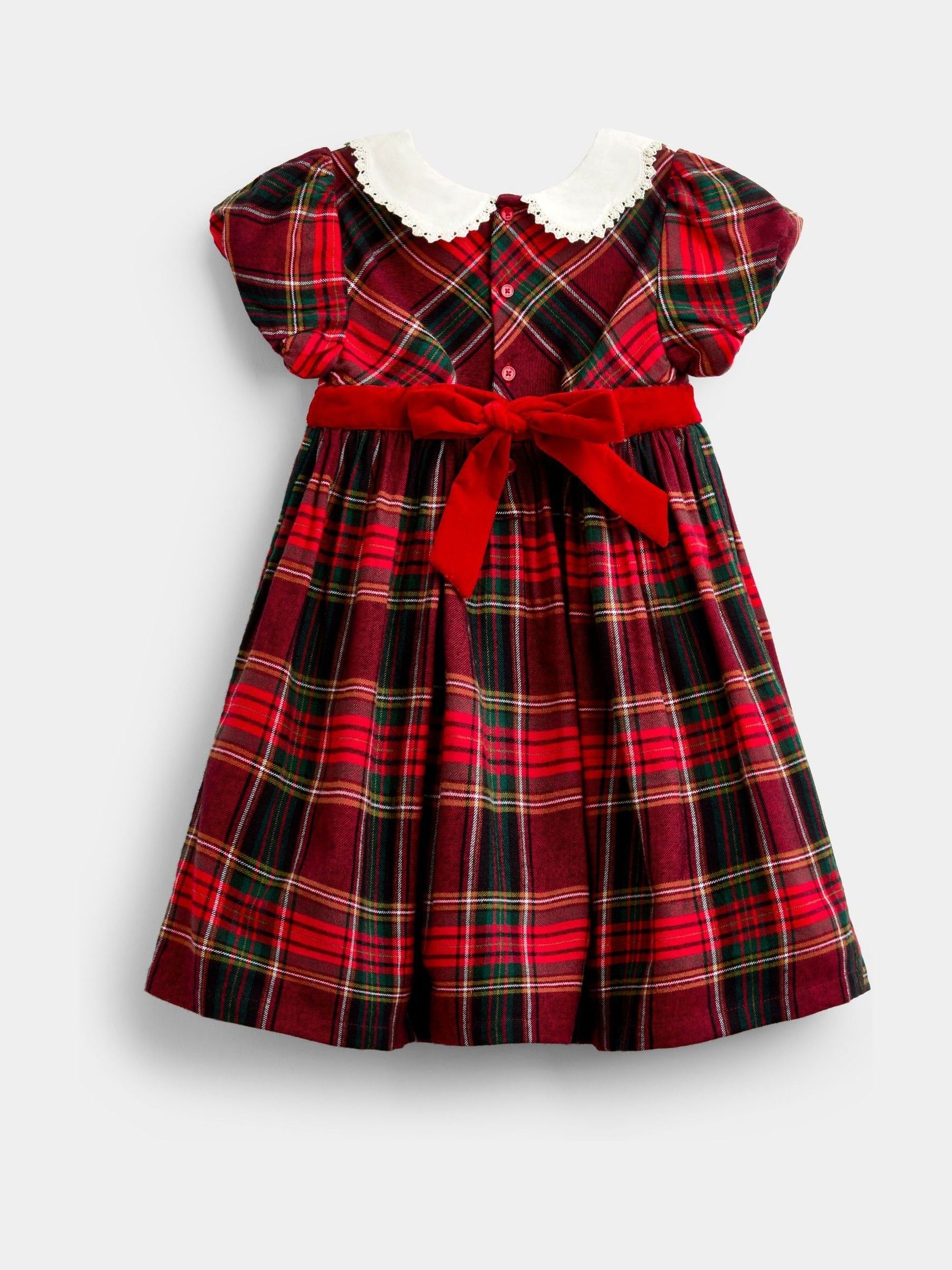 Burgundy Red Tartan Puff Sleeve Dress - Image 2 of 4 Burgundy Red Tartan Puff Sleeve Dress - Image 2 of 4