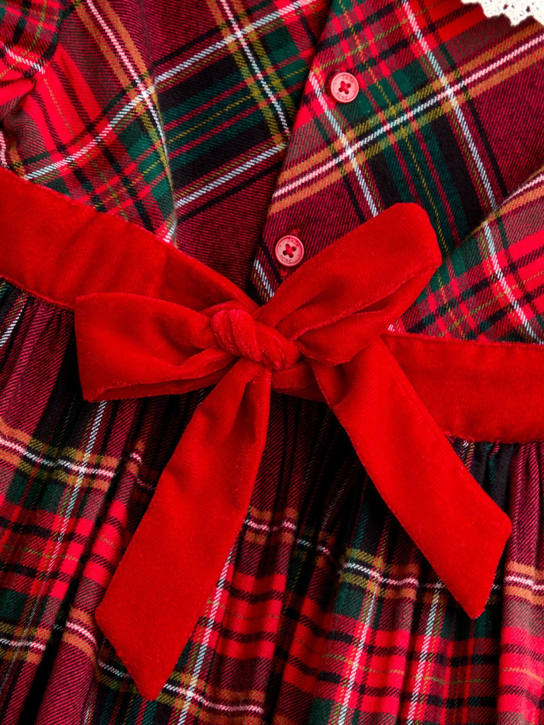 Burgundy Red Tartan Puff Sleeve Dress - Image 4 of 4 Burgundy Red Tartan Puff Sleeve Dress - Image 4 of 4