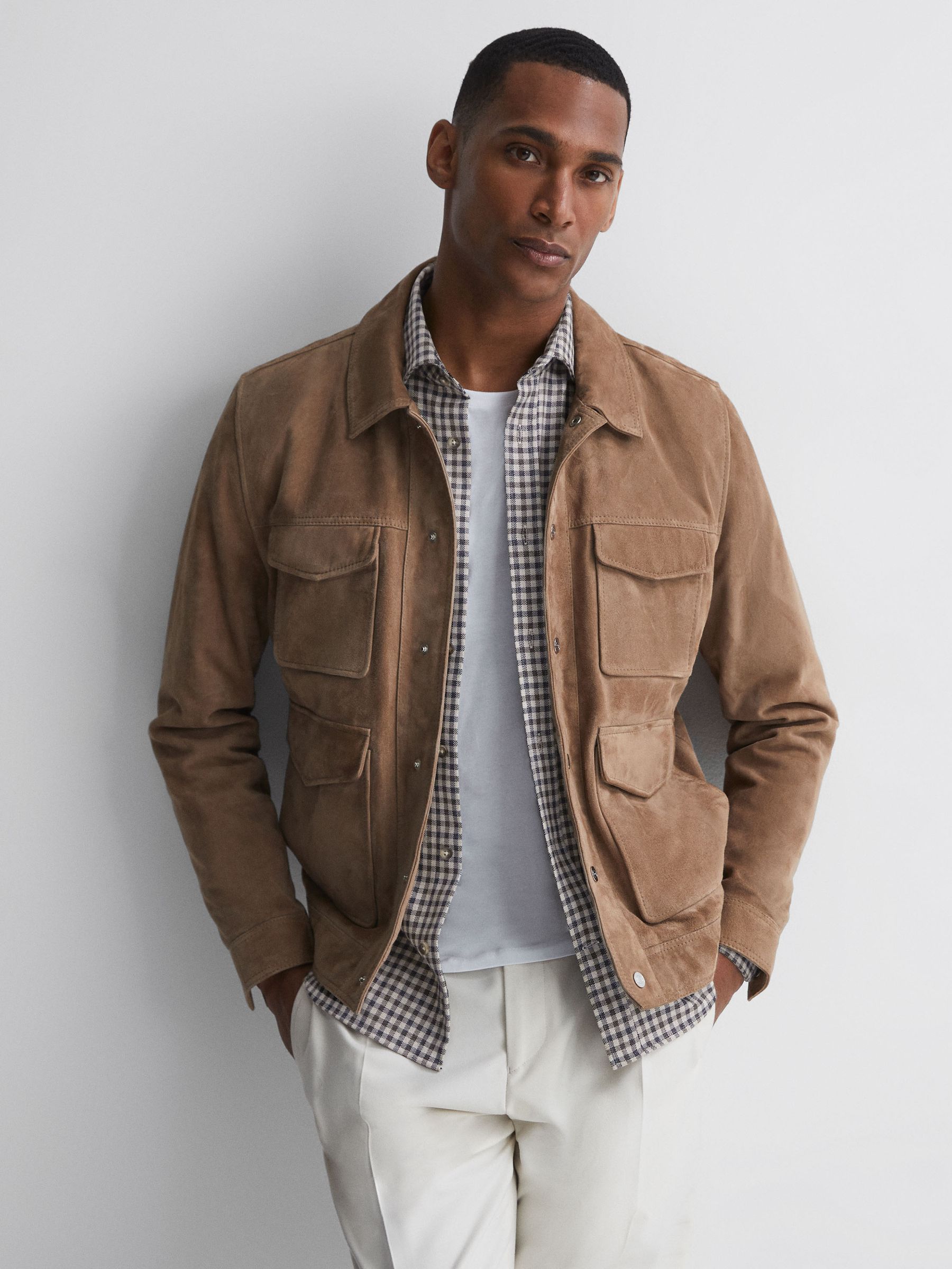 Brushed Checked Overshirt in Chocolate Multi - Image 3 of 5