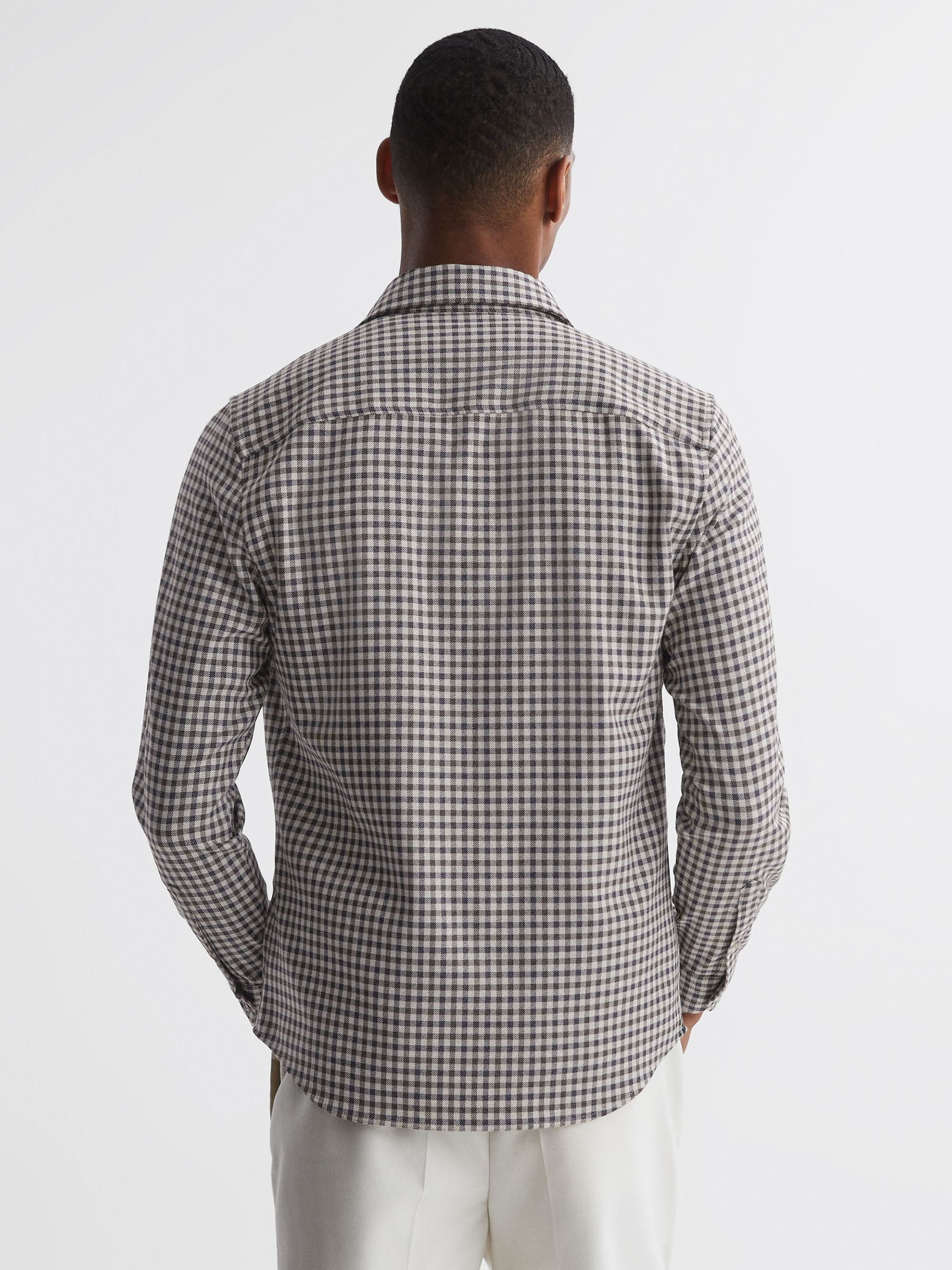 Brushed Checked Overshirt in Chocolate Multi - Image 5 of 5